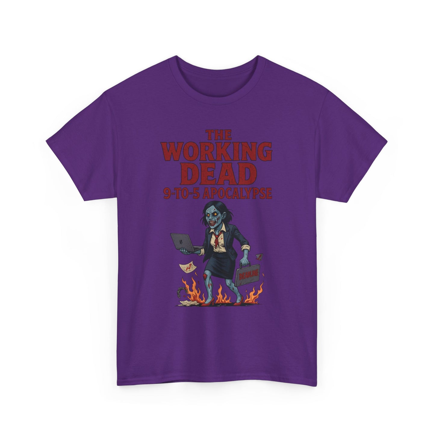 The Working Dead 9-to-5 Apocalypse Women's T-Shirt, Horror Office Zombie Top, Halloween Office Humor