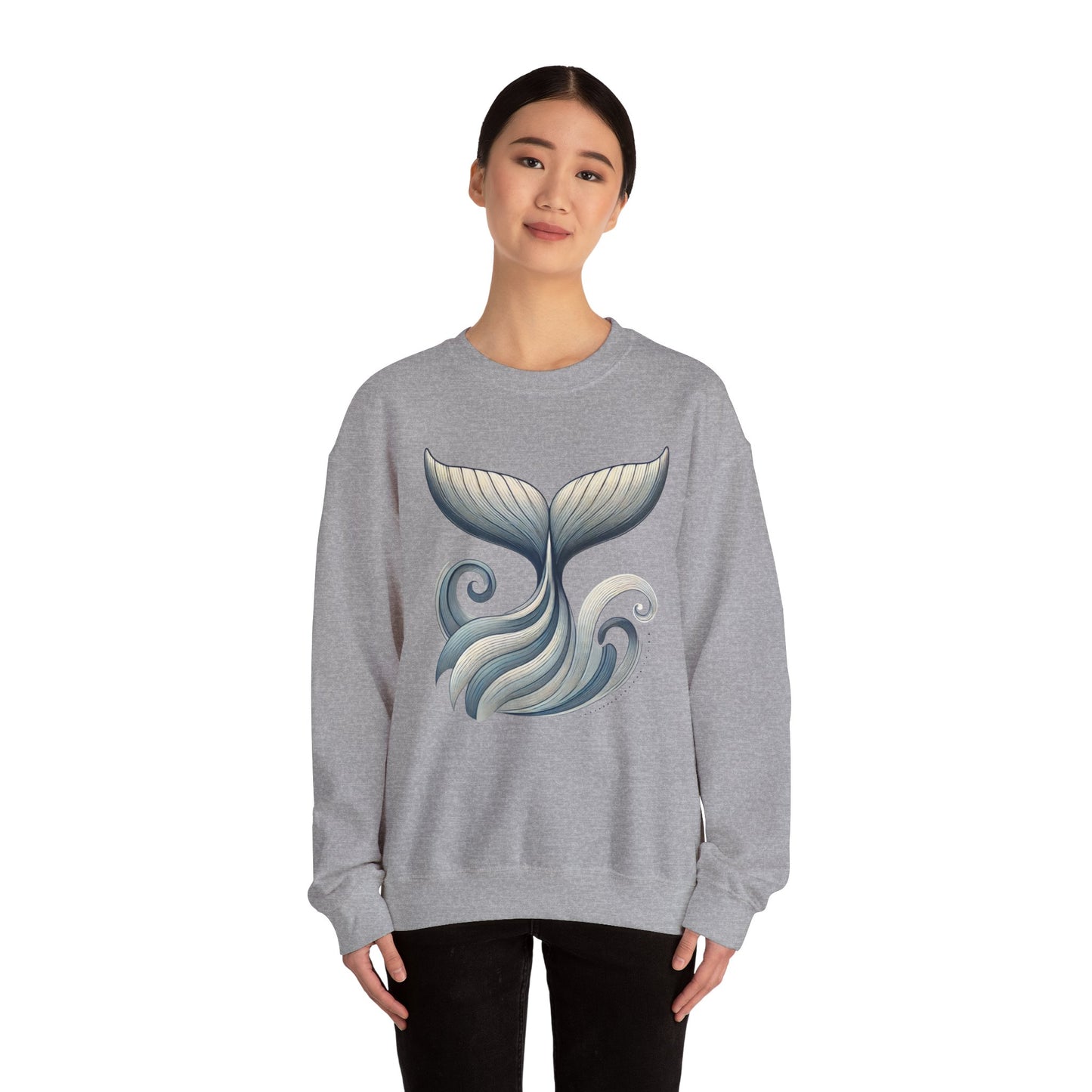 Whale Tail Ocean Sweatshirt, Unisex Heavy Blend Crewneck Sweatshirt, Nautical Coastal Sea Life Gift for Beach Lovers, Gift for Ocean Lovers