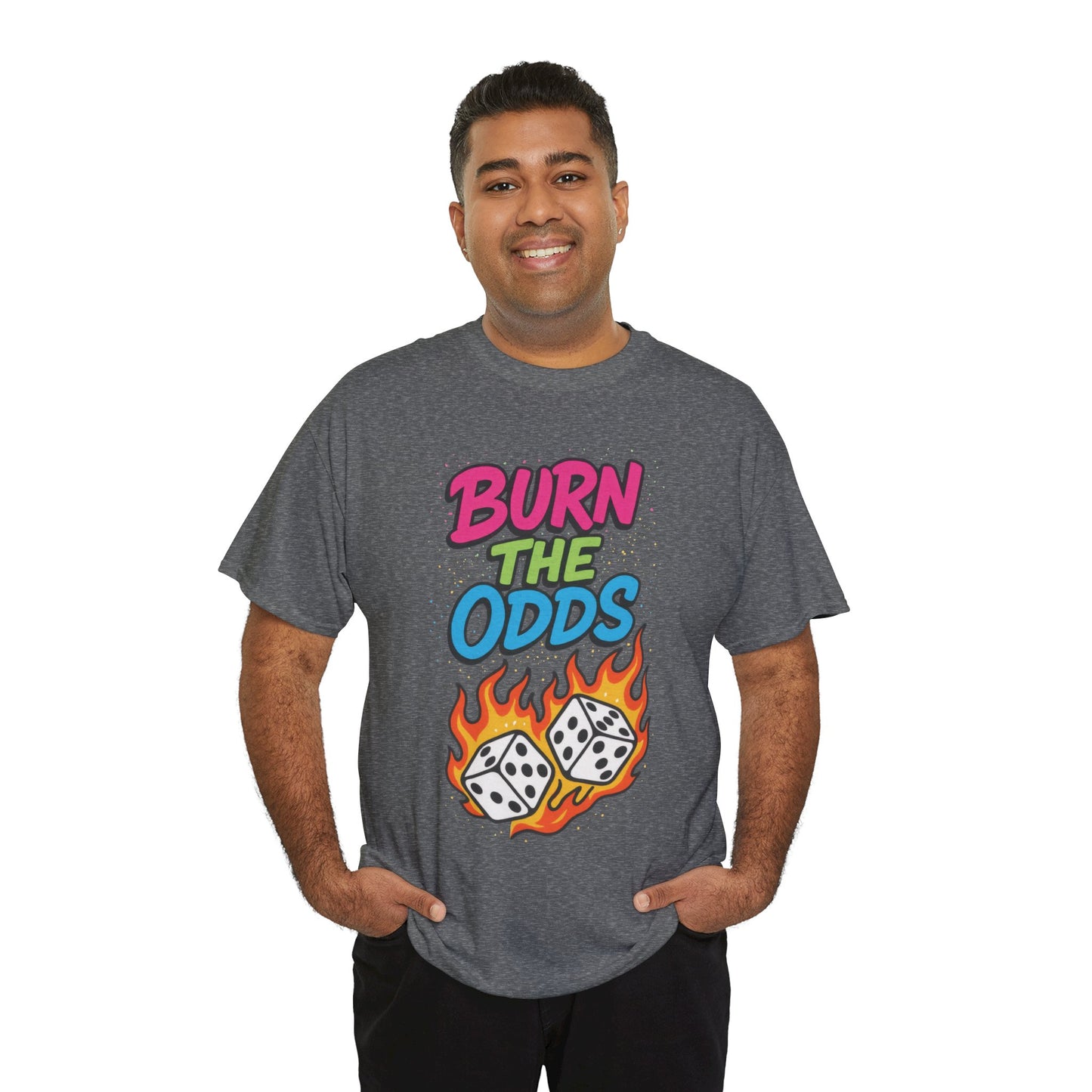 Burn the Odds Graphic Tee | Cool Casual Wear, Gaming Shirt, Unisex Cotton Tee, Dice Design T-Shirt, Gift for Gamers