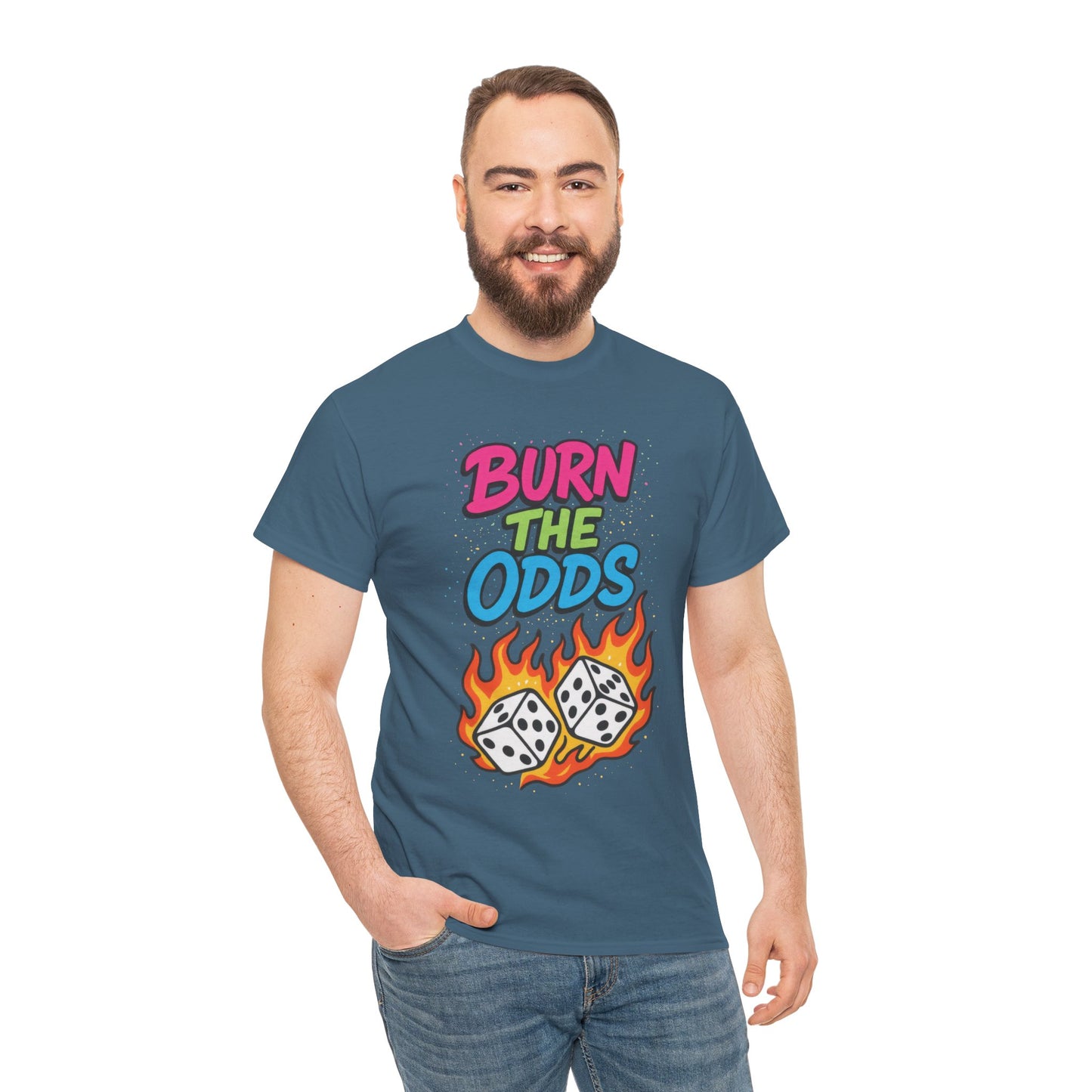 Burn the Odds Graphic Tee | Cool Casual Wear, Gaming Shirt, Unisex Cotton Tee, Dice Design T-Shirt, Gift for Gamers