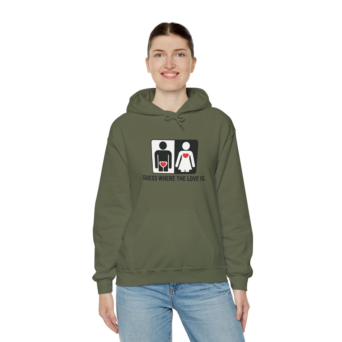 Guess Where the Love Is Hoodie, Cute Couples Hoodie, Valentines Day Gift, Matching Outfits, Witty Relationship Hoodie, Love Joke Graphic