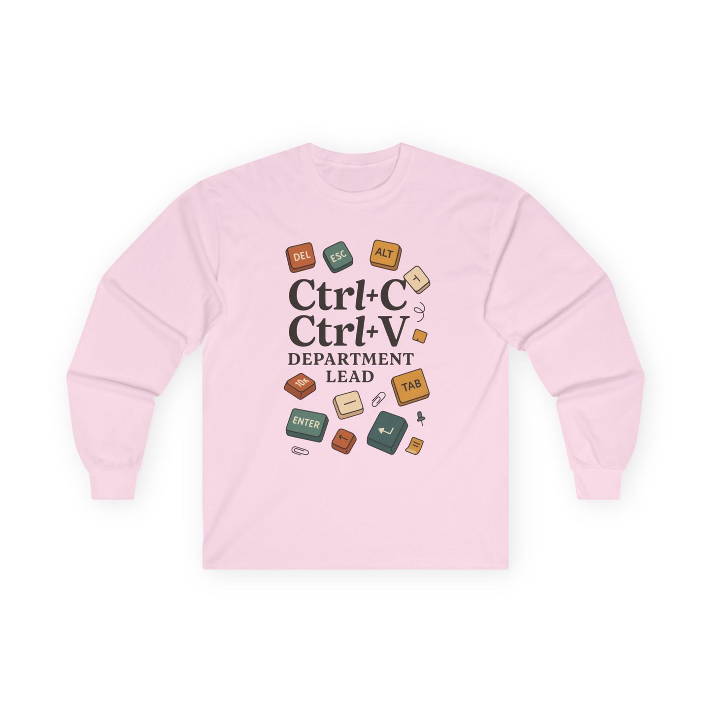 Graphic Long Sleeve Tee, Ctrl+C Ctrl+V Department Lead, Funny Office Humor Shirt, Programmer Gift, Tech Nerd Tee, IT Department Apparel