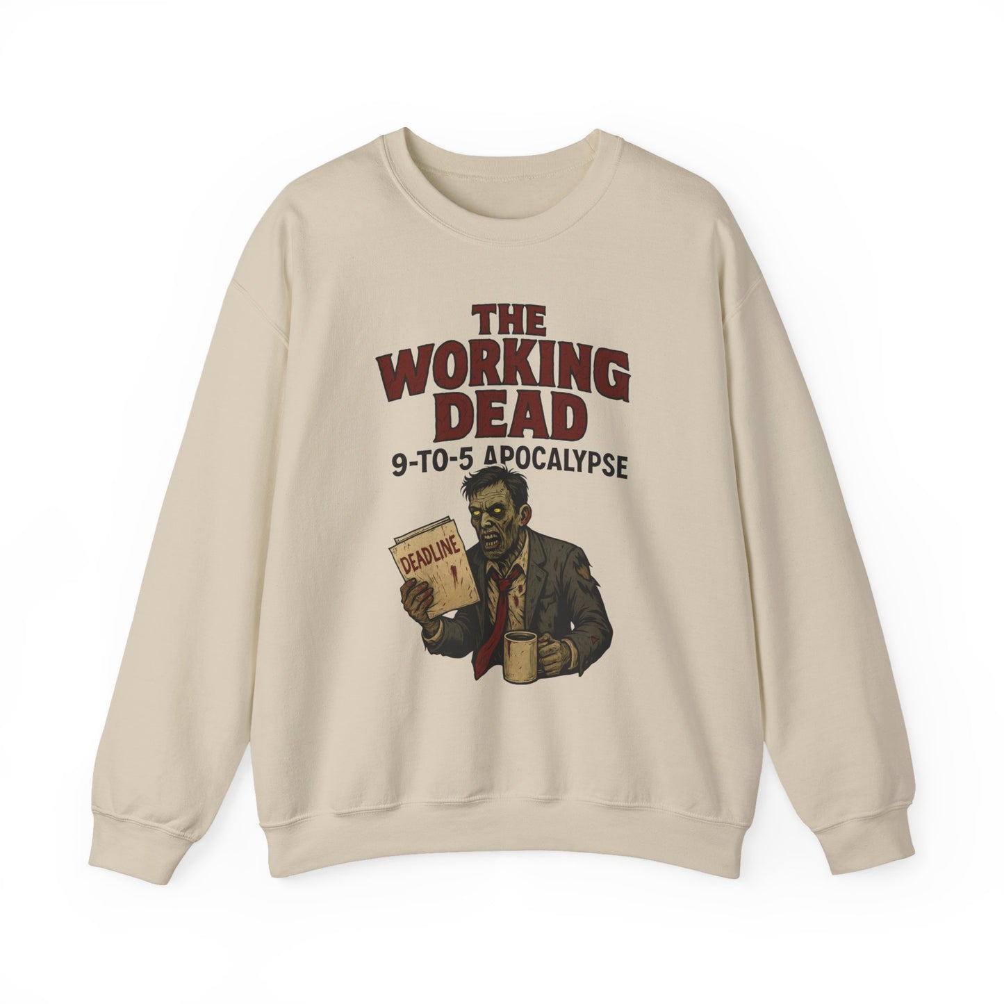 Men's The Working Dead 9-to-5 Apocalypse Sweatshirt, Funny Office Zombie Horror Pullover, Halloween Zombie Work Top