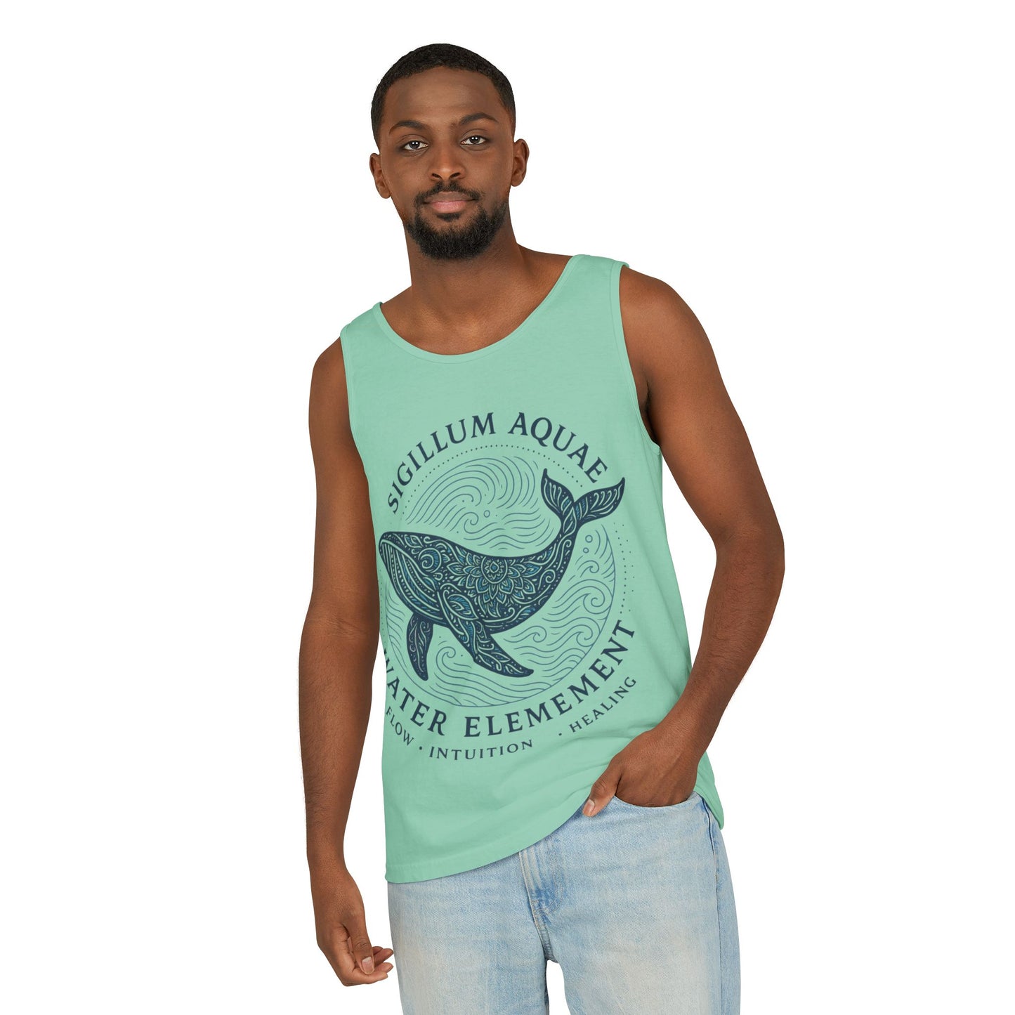 Water Element Whale Tank Top, Sigillum Aquae Symbol, Spiritual Ocean Totem Tee, Nature Energy Tee, Beachwear, Mindfulness Fashion