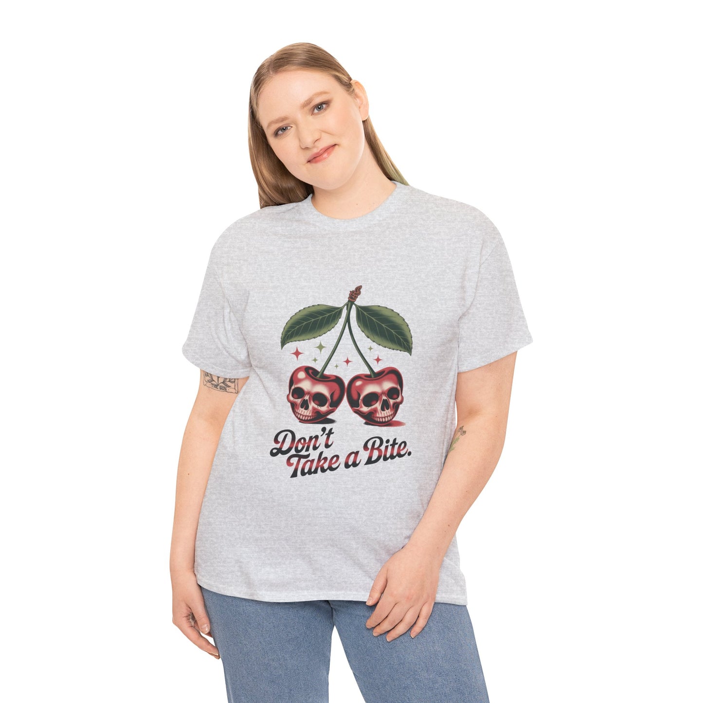 Skull Cherry Womens Graphic Tee, Edgy Tee, Unique Gift, Halloween Apparel, Cute Gothic Fruit Graphic Tee for Women, Funny Dark Style Shirt