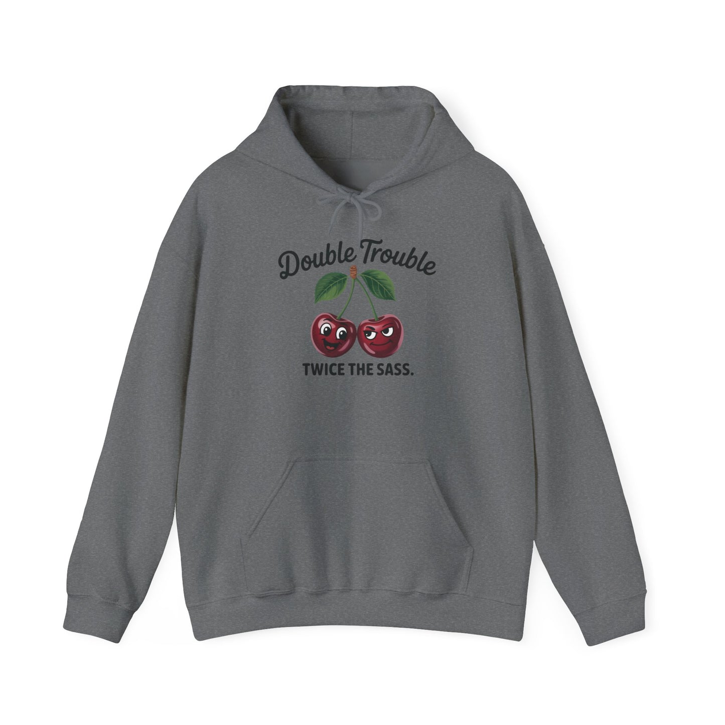 Double Trouble Cherry Hoodie, Cute Funny Womens Hooded Sweatshirt, Twice The Sass Fruit Graphic Pullover, Sassy Cherry Hooded Top