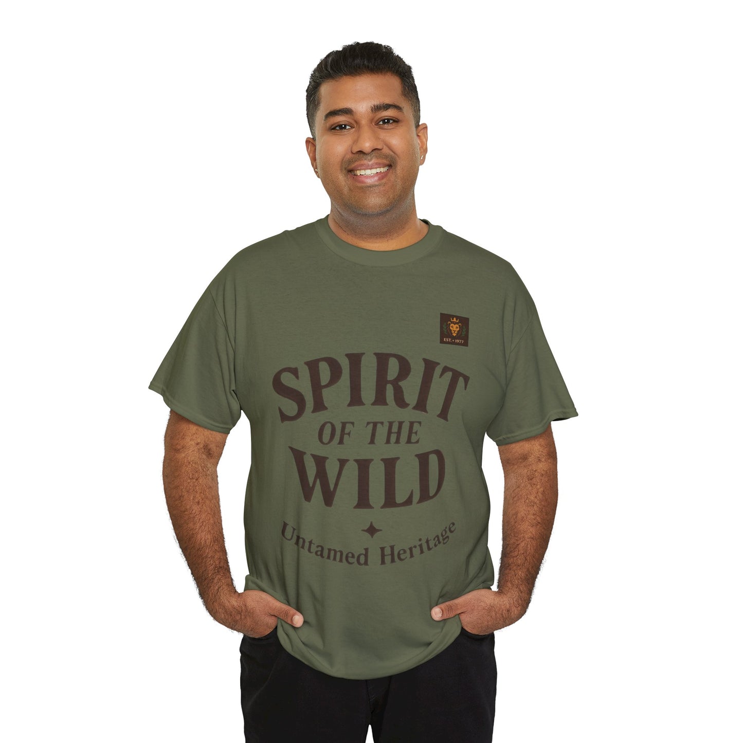 Spirit of the Wild Mens Heavy Cotton Tee, Nature Lover Gift, Outdoor Adventure Shirt, Unisex Tee, Casual Wear, Unique Graphic Apparel