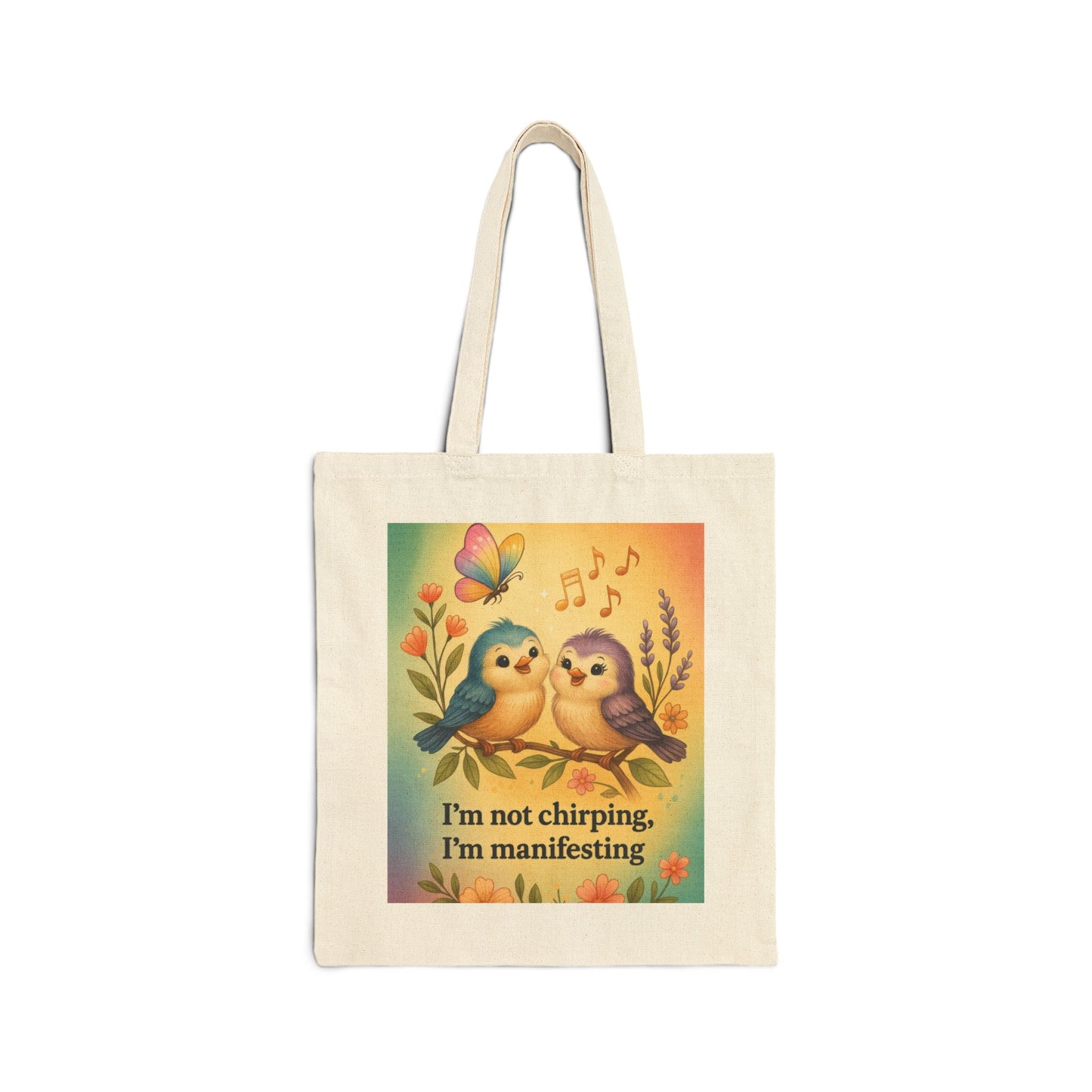 Manifesting Love Tote Bag, Cute Bird Design for Shopping, Eco-Friendly Gift, Spring/Summer Vibes, Perfect for Manifestation, Bird Lover's