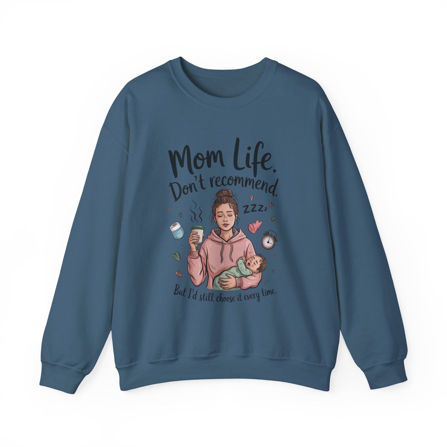 Mom Life Crewneck Sweatshirt, New Mom Gift, Cozy Everyday Wear, Funny Parent Apparel, Tired Mama Humor Tee