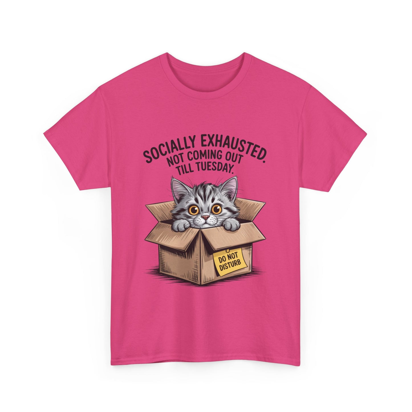 Socially Exhausted Cat Women's Tee, Funny Cat Shirt, Women's Graphic Tee, Gift for Introverts, Cute Animal T-Shirt, Weekend Wear