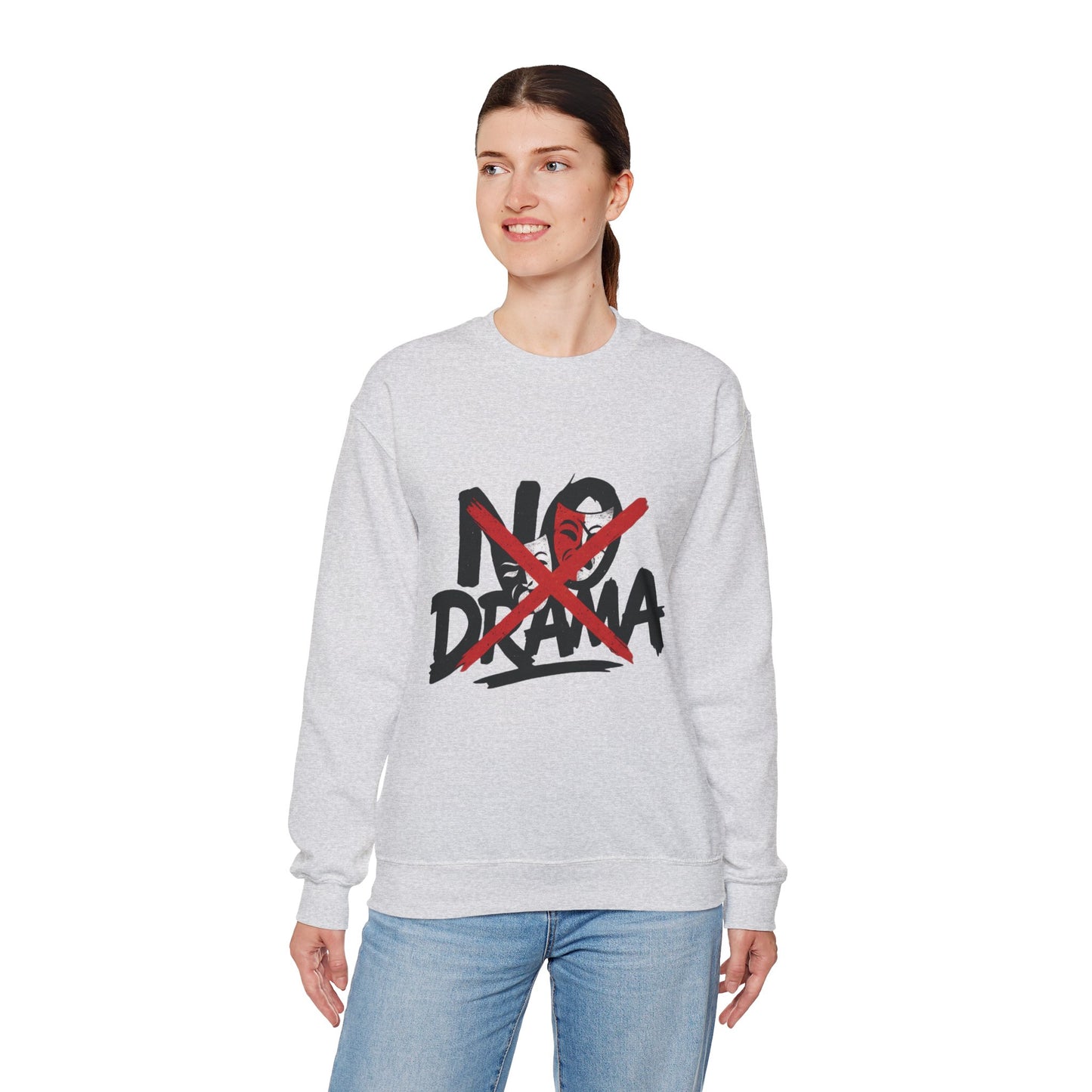 No Drama Crewneck Womens Sweatshirt, Cozy Sweatshirt, Relaxed Fit Pullover, Casual Gift for Friends, Everyday Comfort Apparel