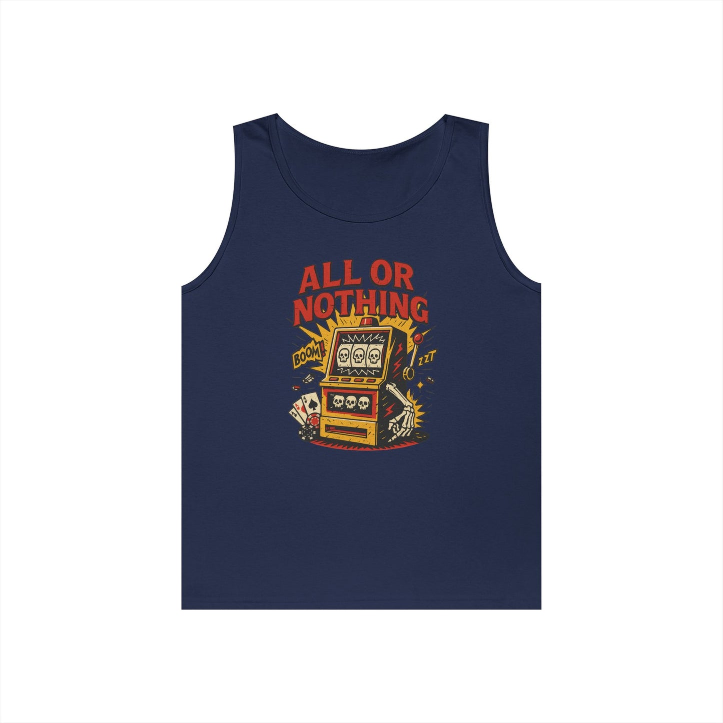 Retro Casino Vibes Tank Top, All or Nothing Design, Gift for Gamers, Poker Lover Gift, Gaming Apparel, Slot Machine Graphic
