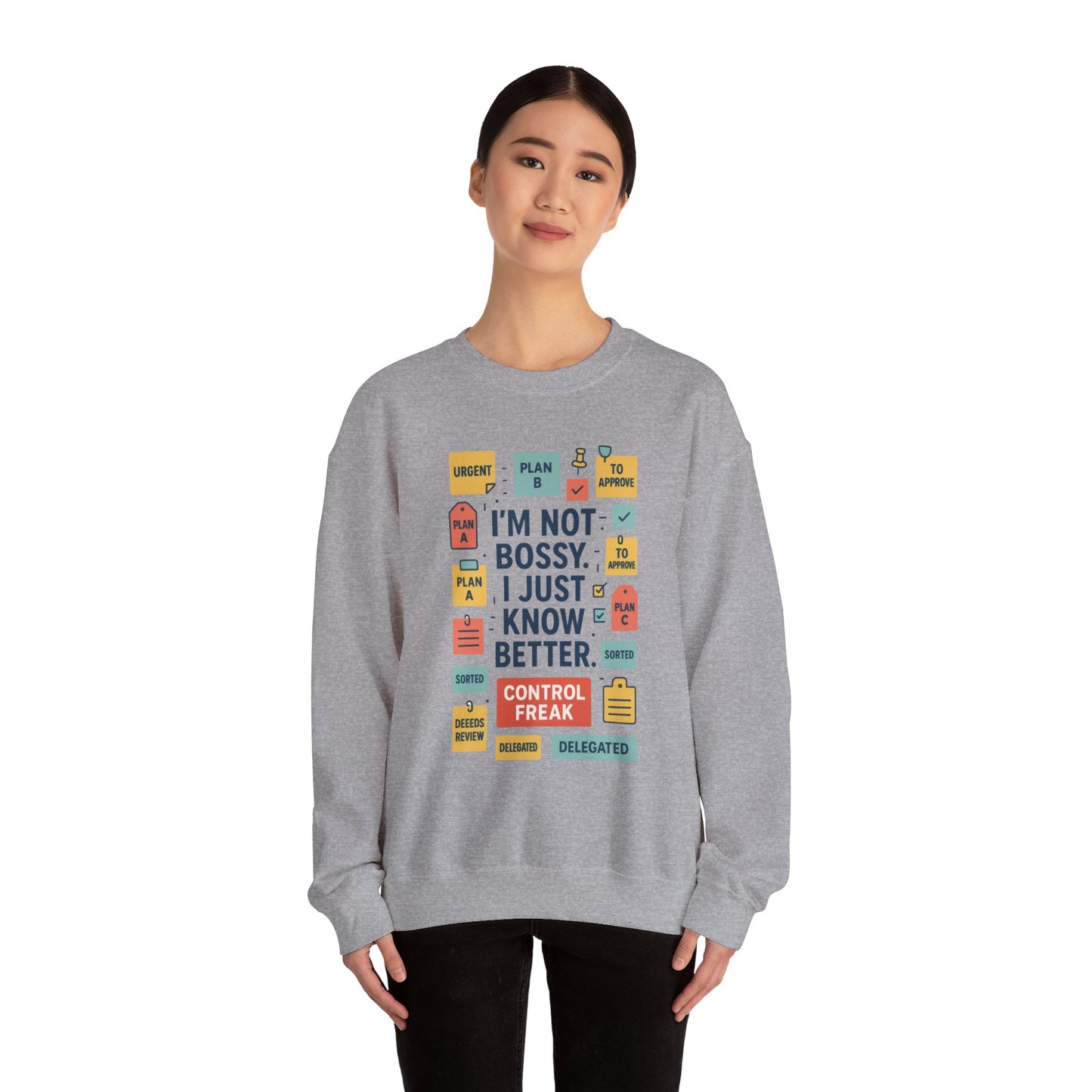 Funny Womens Control Freak Sweatshirt, Bold Sarcastic Quote Pullover, Ideal Gift for Bossy Friends, Funny Womens Sweatshirt