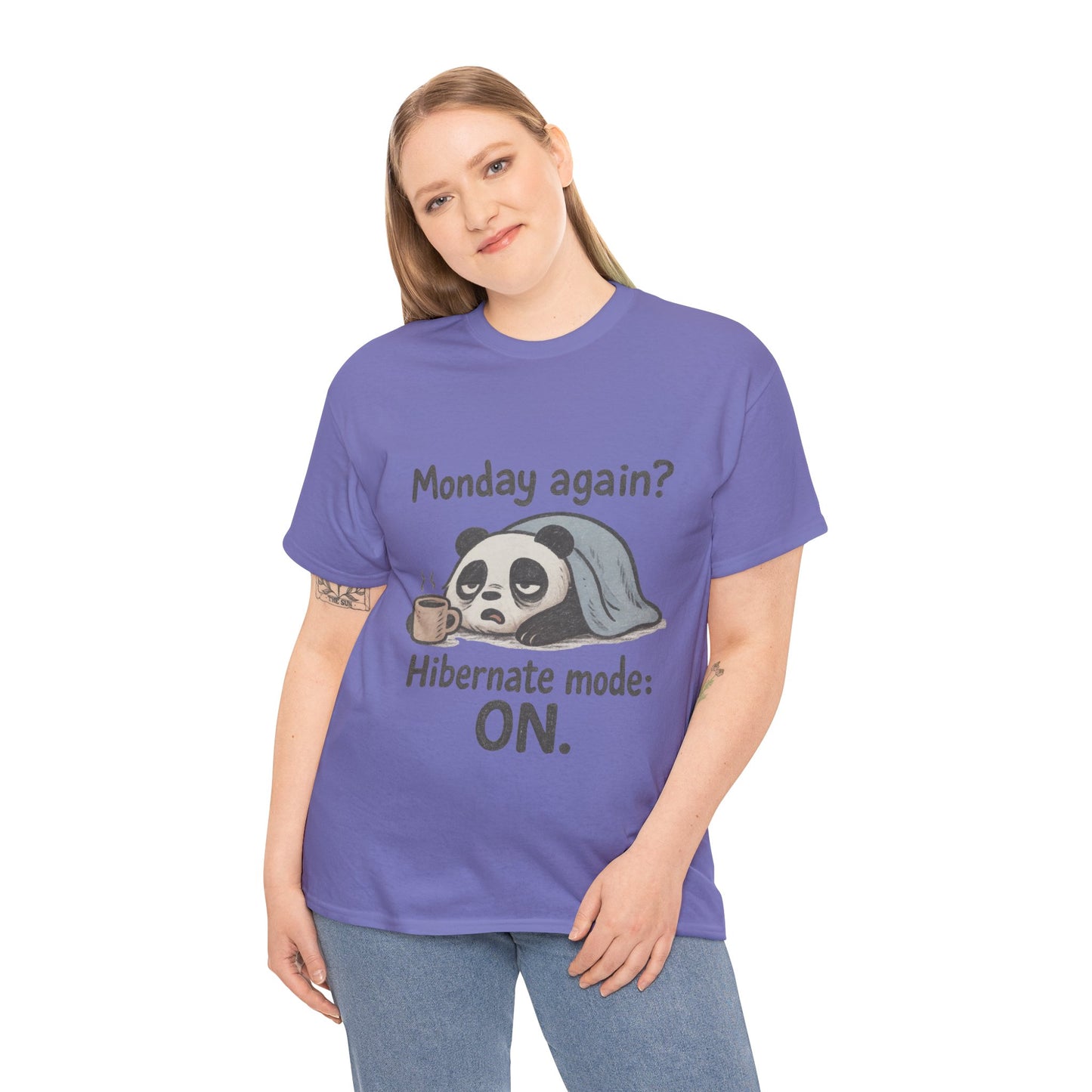 Funny Panda Hibernate Womens Tee, Cute Animal Shirt, Unisex Cotton Tee, Gift for Lazy Days, Monday Motivation T-shirt