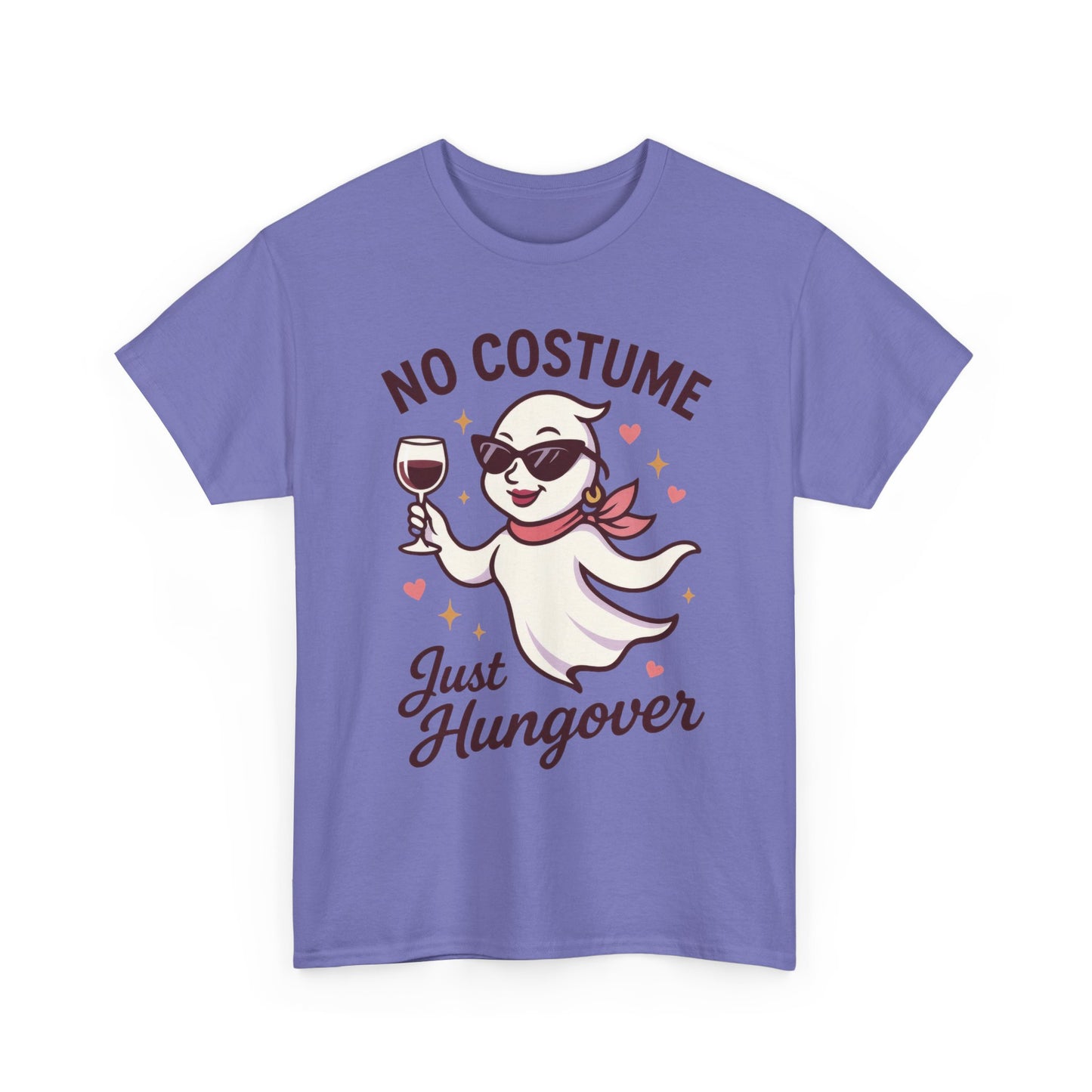 No Costume Just Hungover Women's T-Shirt, Funny Ghost Wine Halloween Party Graphic Tee