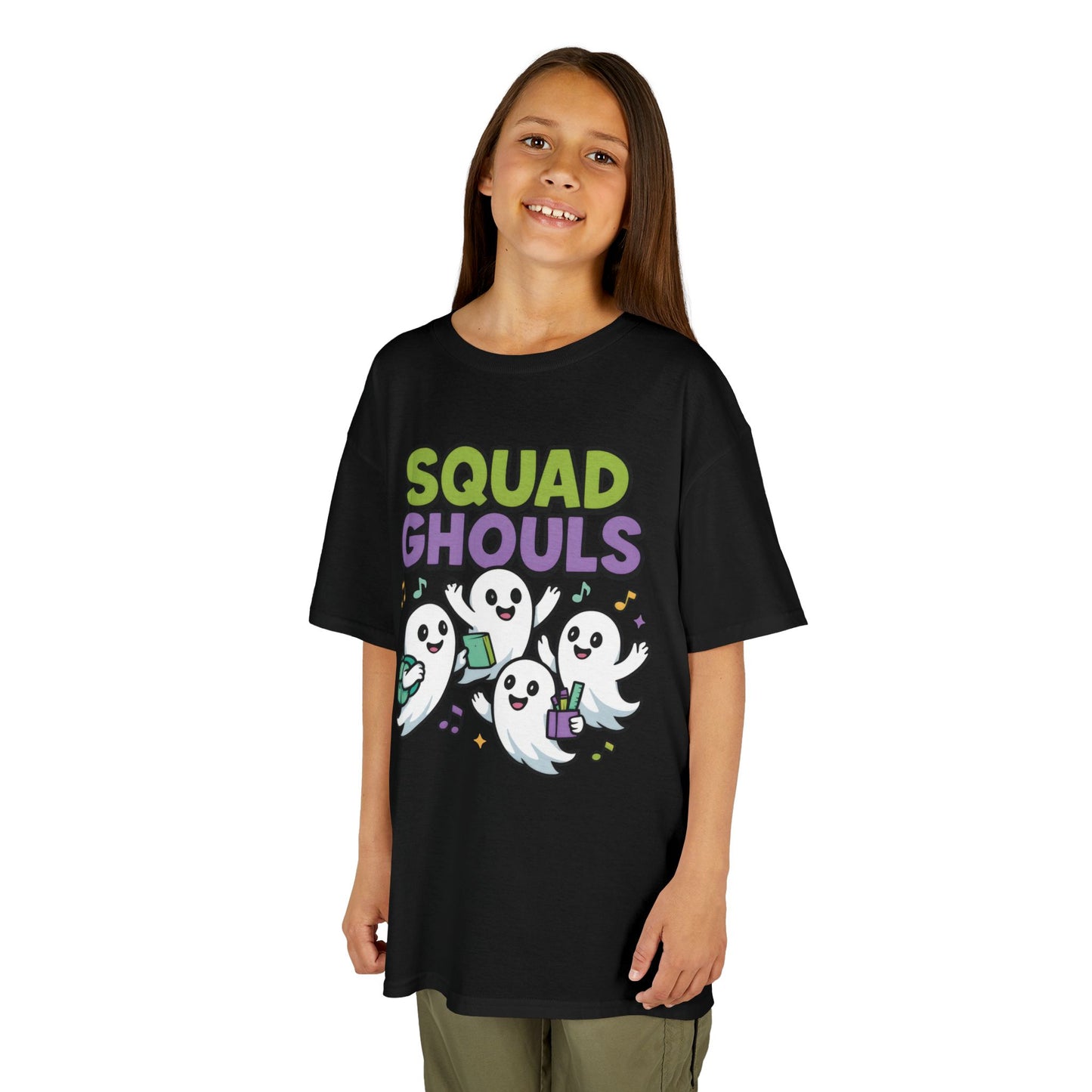 Kids Squad Ghouls T-Shirt, Cute Ghost Friends School Shirt, Halloween Back to School Tee for Boys & Girls