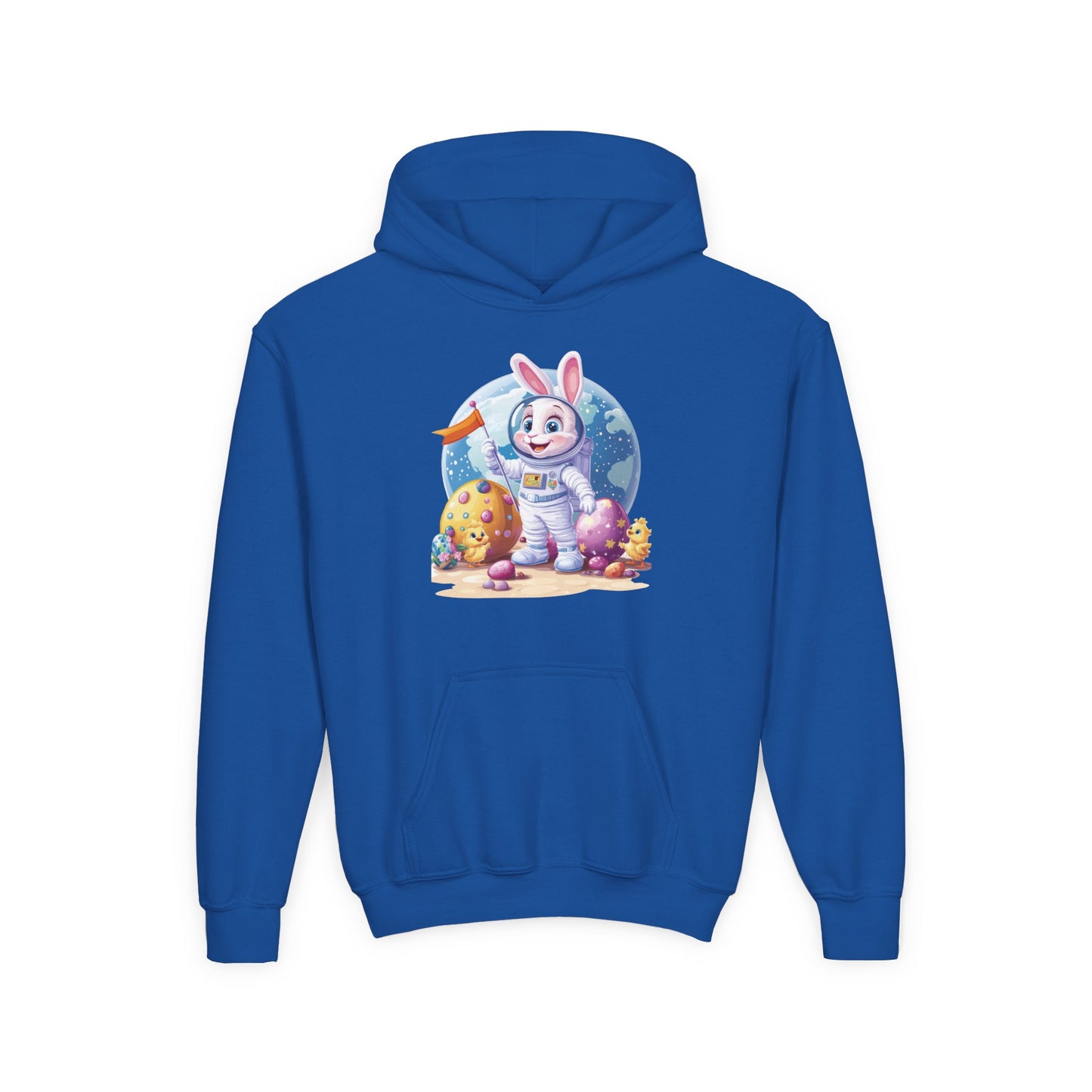 Astronaut Easter Bunny Kids Hoodie, Space Bunny Youth Sweatshirt, Cute Galaxy Easter Gift for Boys and Girls, Gift for Easter Space Lovers