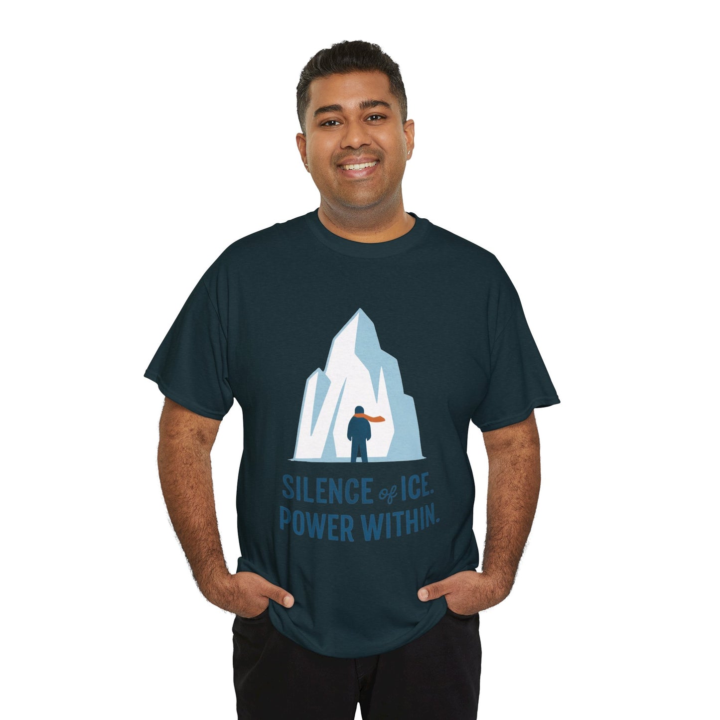 Silence of Ice Power Within Mens T-Shirt, Minimalist Nordic Iceberg Graphic Tee