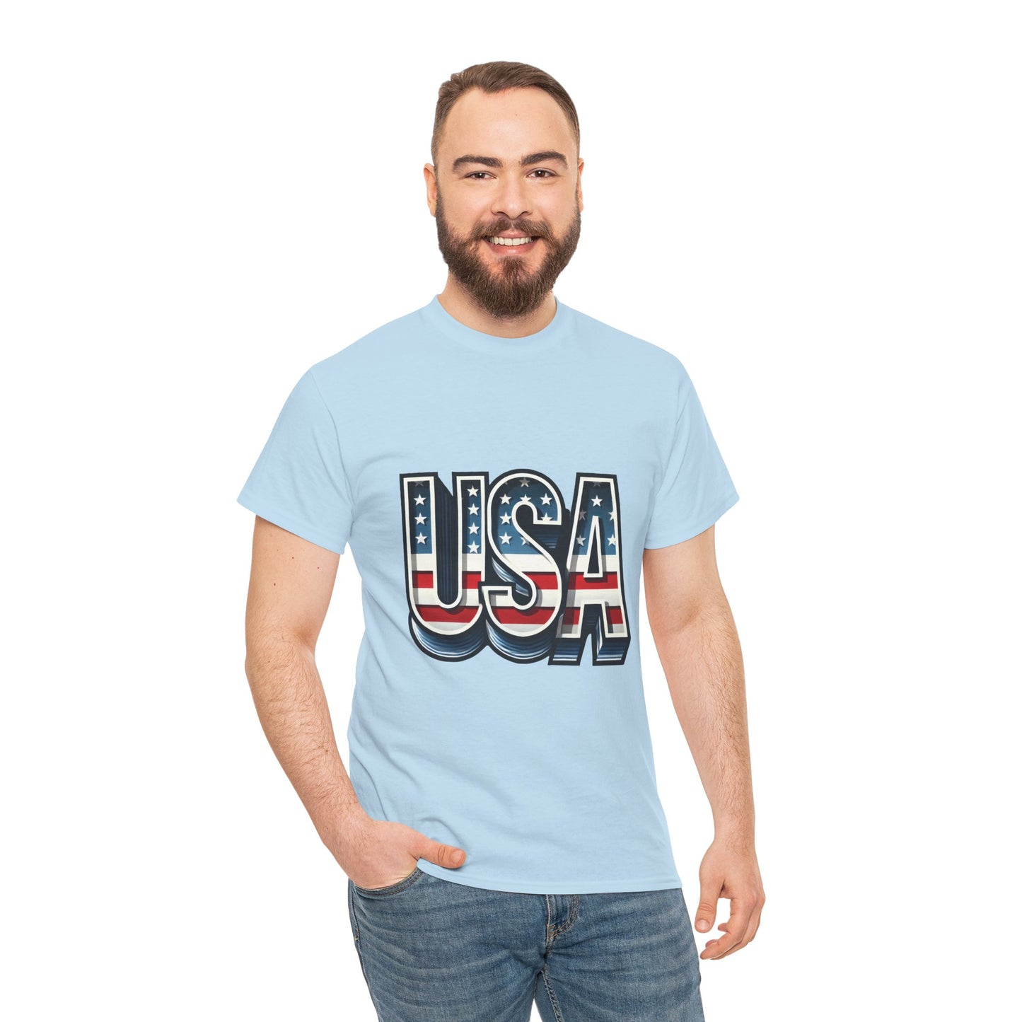 USA Patriotic Unisex Heavy Cotton Tee, American Pride Shirt, July 4th T-Shirt, Independence Day Apparel, Casual Summer Top
