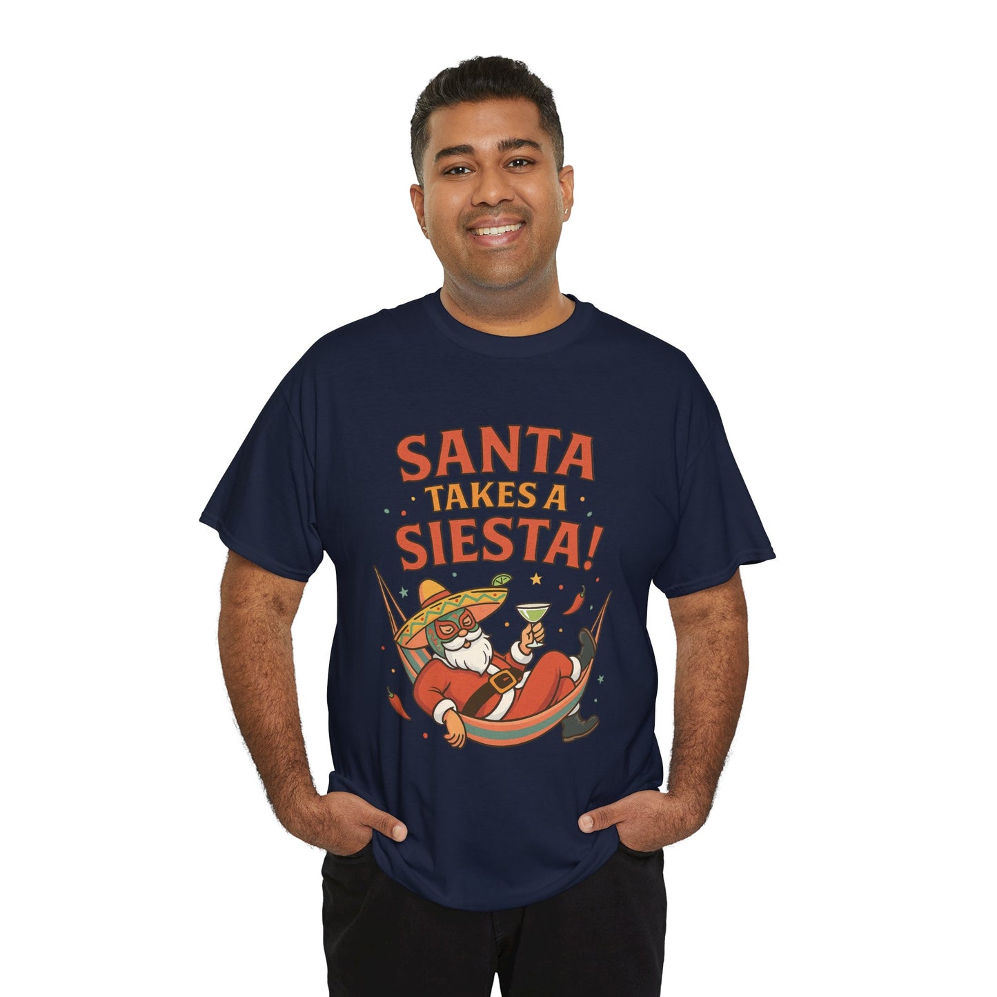 Santa Takes a Siesta Funny Christmas T-Shirt for Men, Mexican Santa Holiday Tee