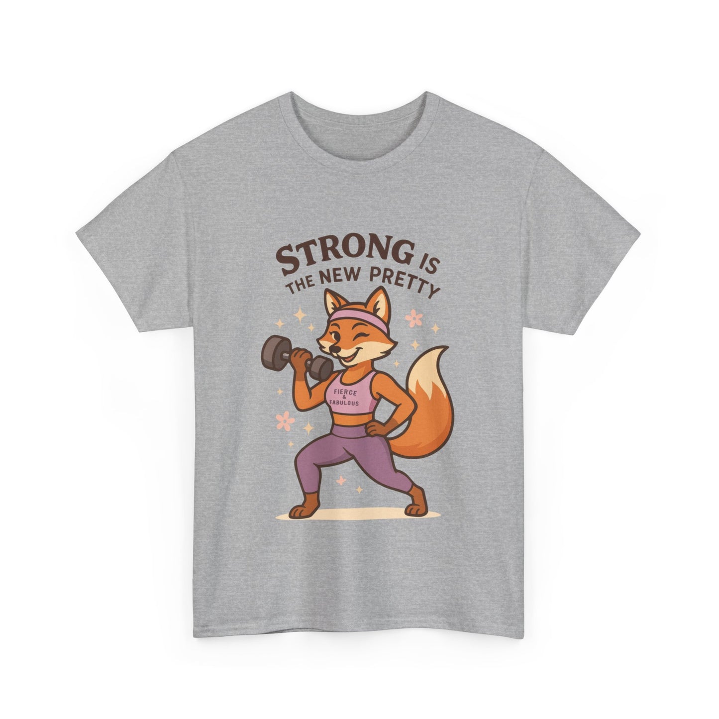 Strong is the New Pretty Tee, Inspirational T-Shirt, Fitness Apparel, Gift for Her, Motivational Top, Cute Fox Design, Womens Gym T-Shirt