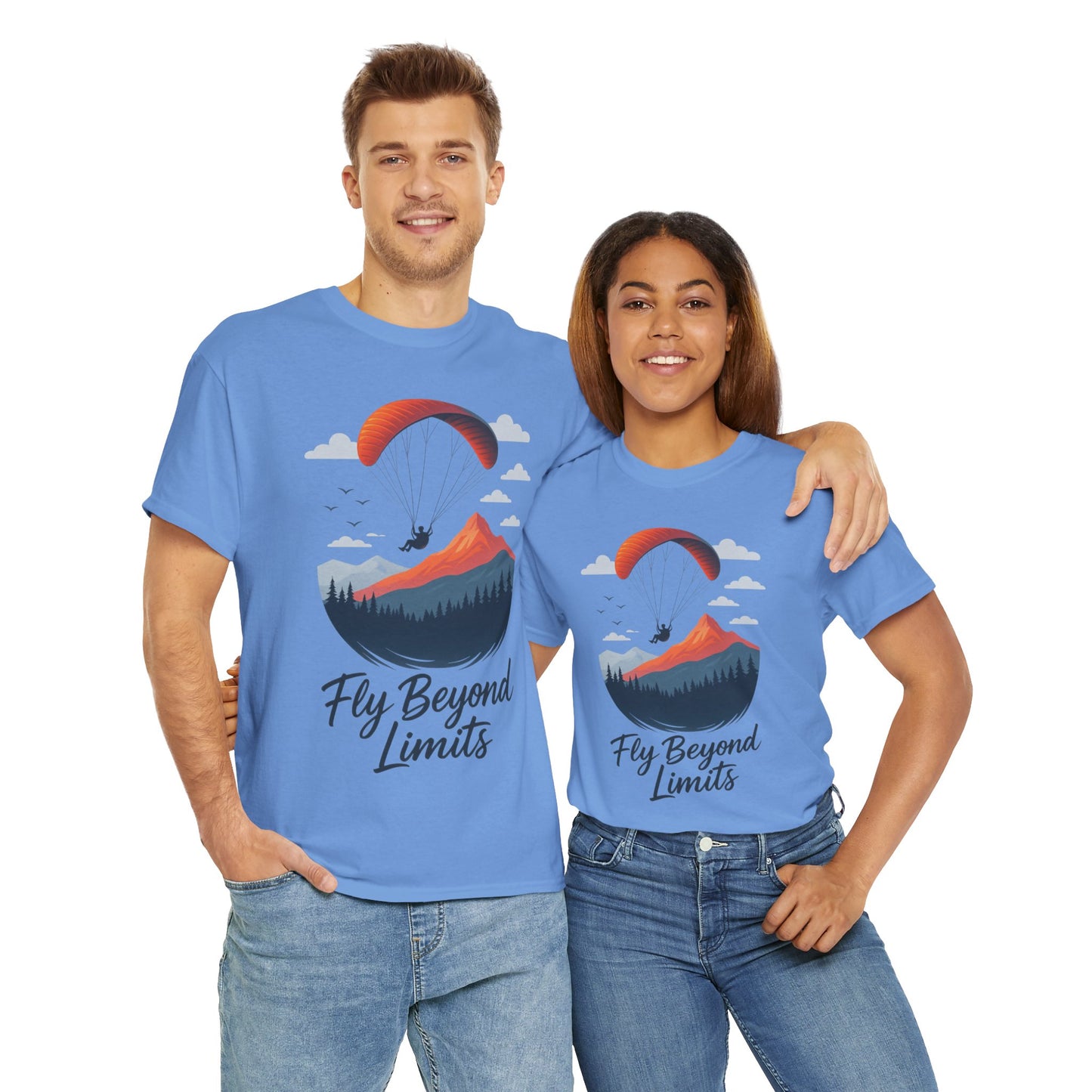 Paragliding Adventure T-Shirt, Mountain Landscape Tee, Nature Travel Lover Shirt, Outdoor Hiking Gift, Unisex Heavy Cotton Tee