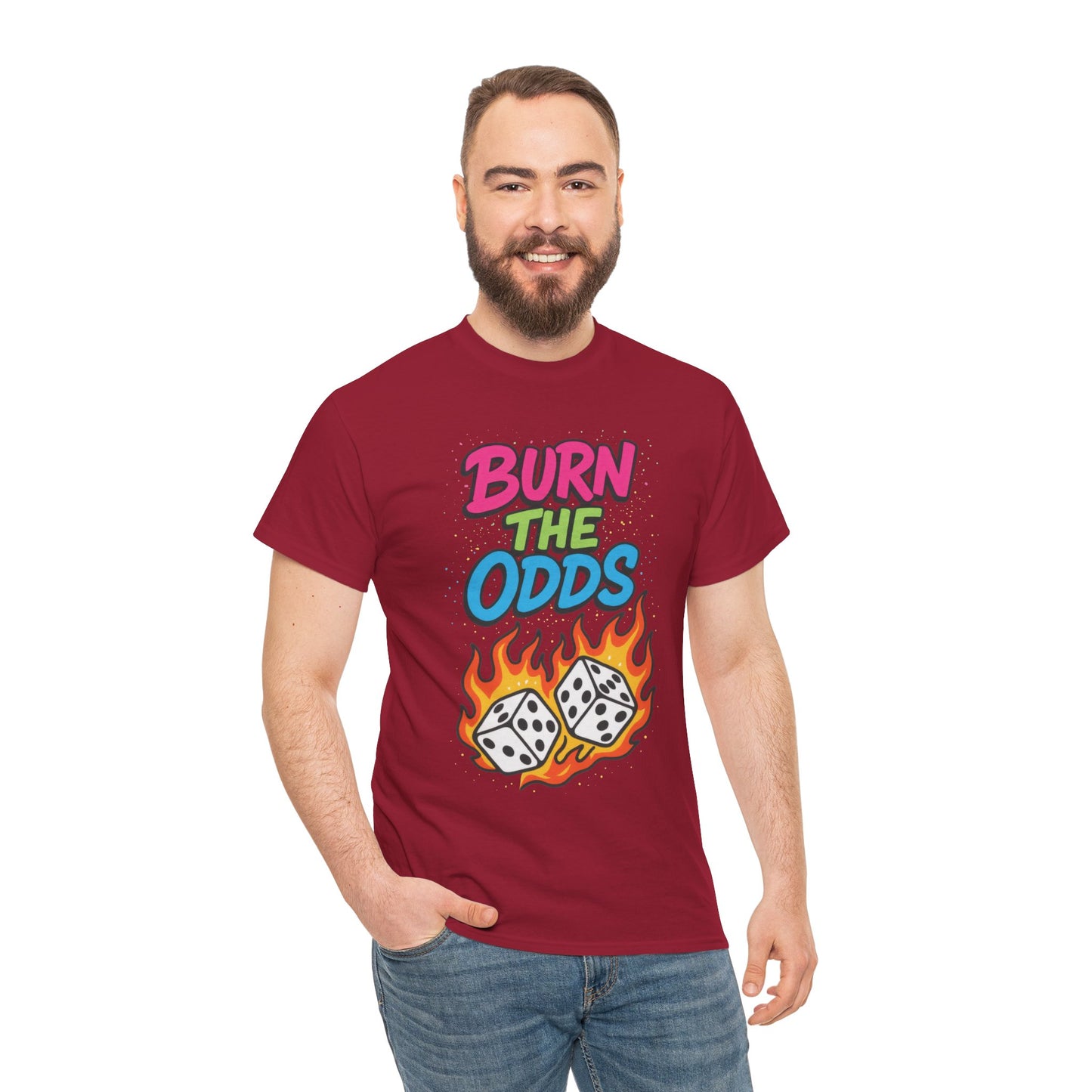 Burn the Odds Graphic Tee | Cool Casual Wear, Gaming Shirt, Unisex Cotton Tee, Dice Design T-Shirt, Gift for Gamers