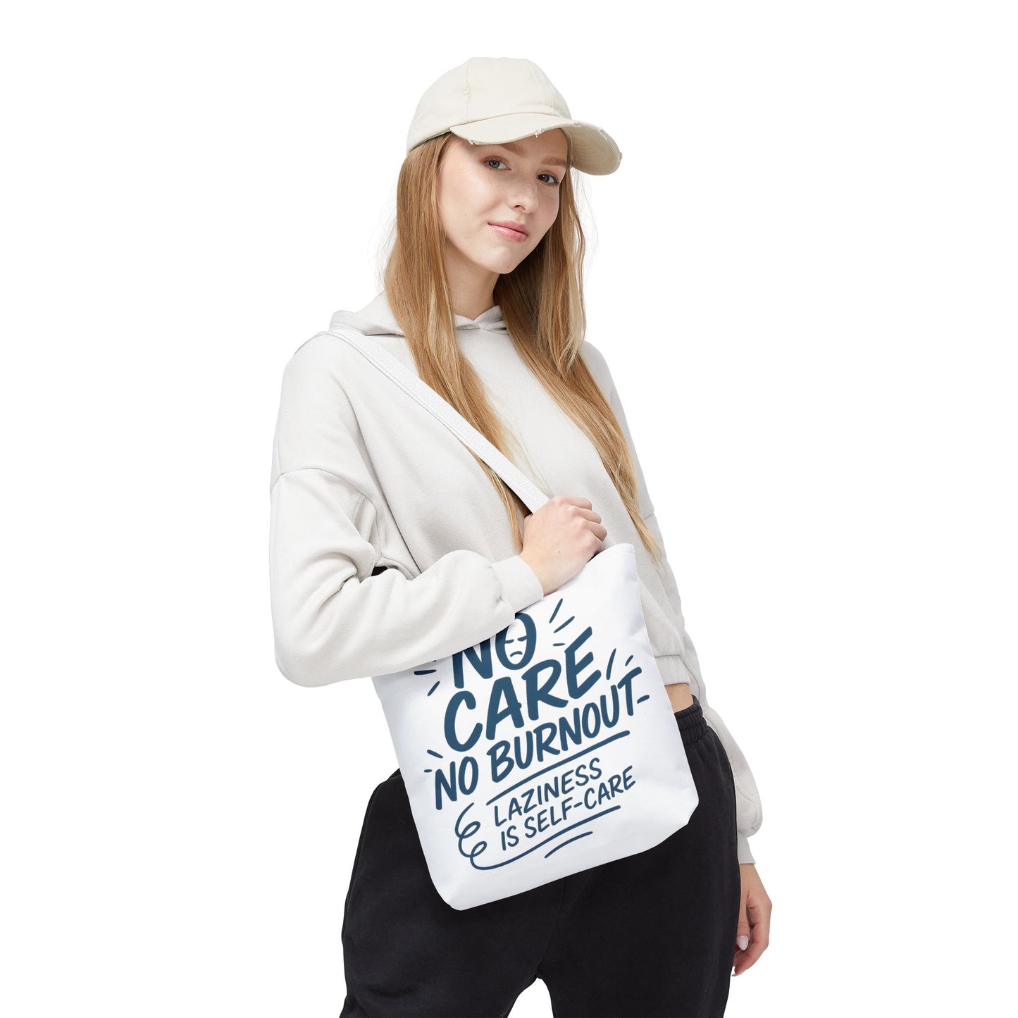 Laziness is Self-Care Funny Quote Bag, Oversized Reusable Canvas Shopping Tote, Sarcastic Self-Care Gift, Weekend Getaway, Everyday Use