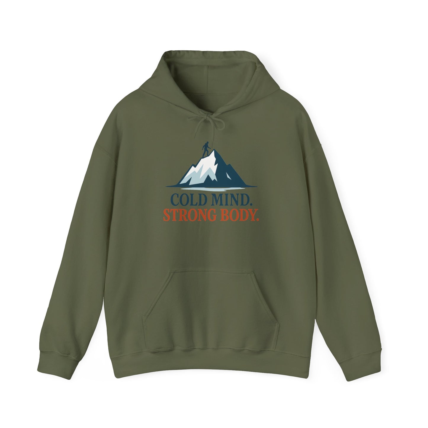 Men's Heavy Blend™ Hooded Sweatshirt, Cold Mind Strong Body Sweatshirt, Nordic Mountain Minimalist Pullover