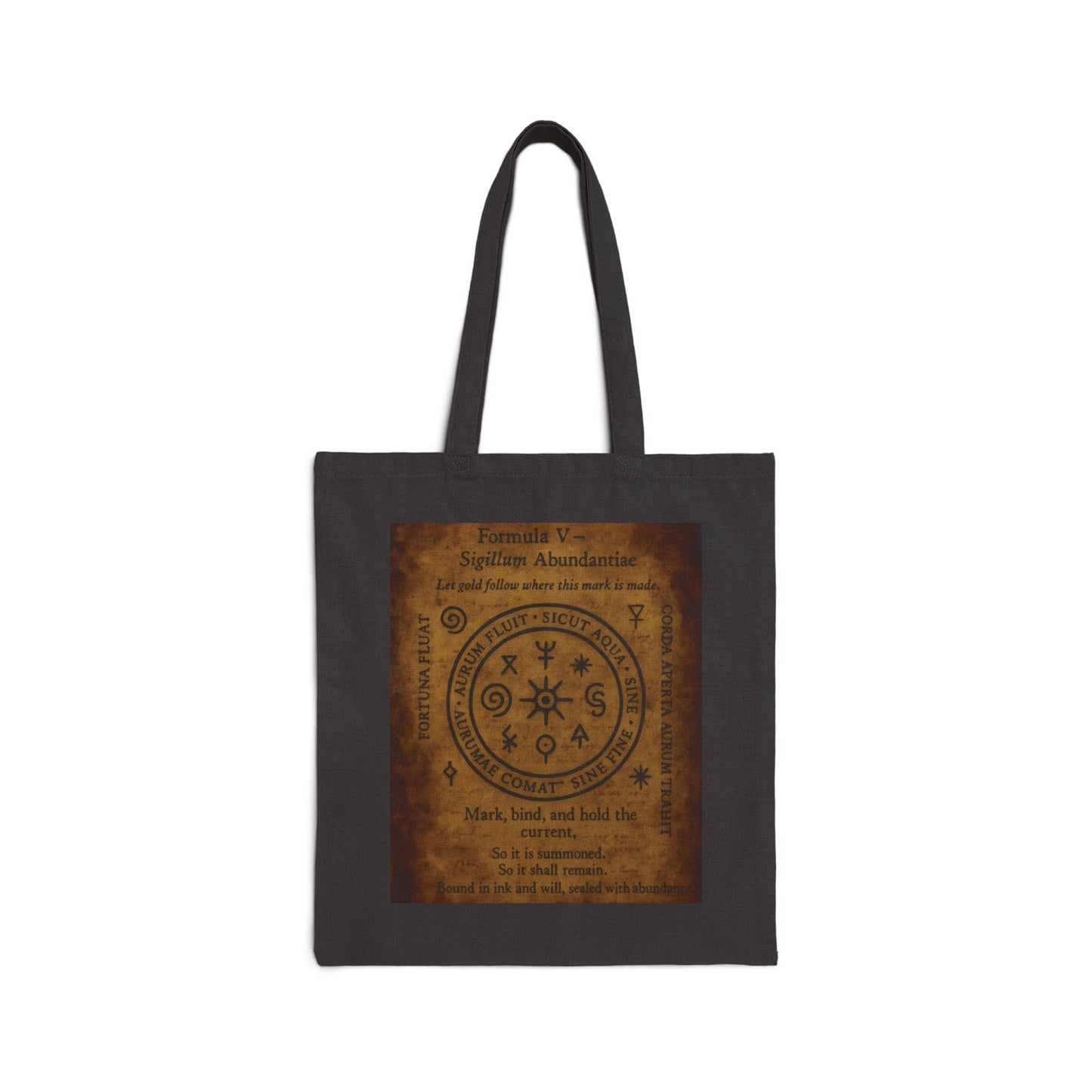 Mystic Abundance Sigil Tote Bag, Wealth Spell Symbol, Witchy Canvas Bag, Prosperity Magic Seal, Boho Gift, Mystical Symbol Cotton Canvas Bag
