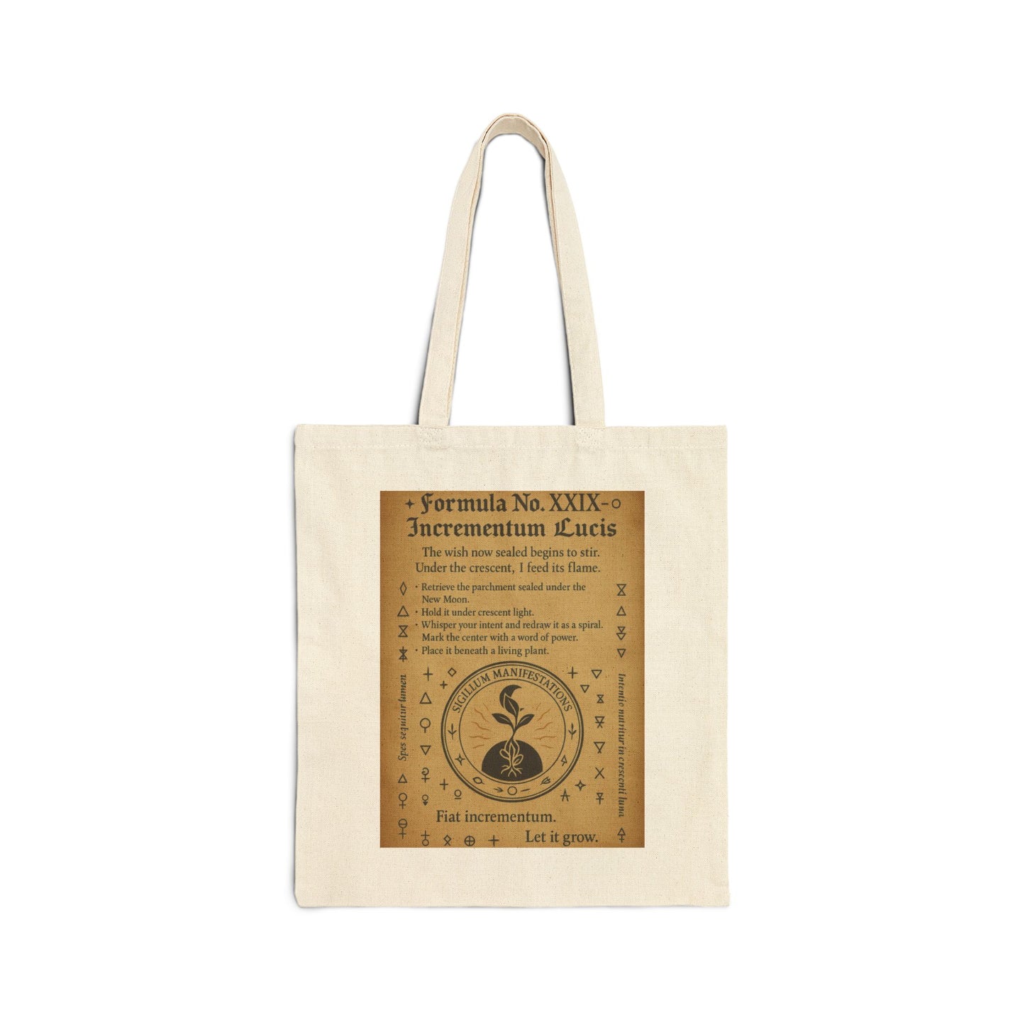 Waxing Crescent Ritual Spell Page, Moon Phase Magic, Mystical Grimoire Design, Lunar Phase Canvas Bag, Moon Ritual Grimoire Print