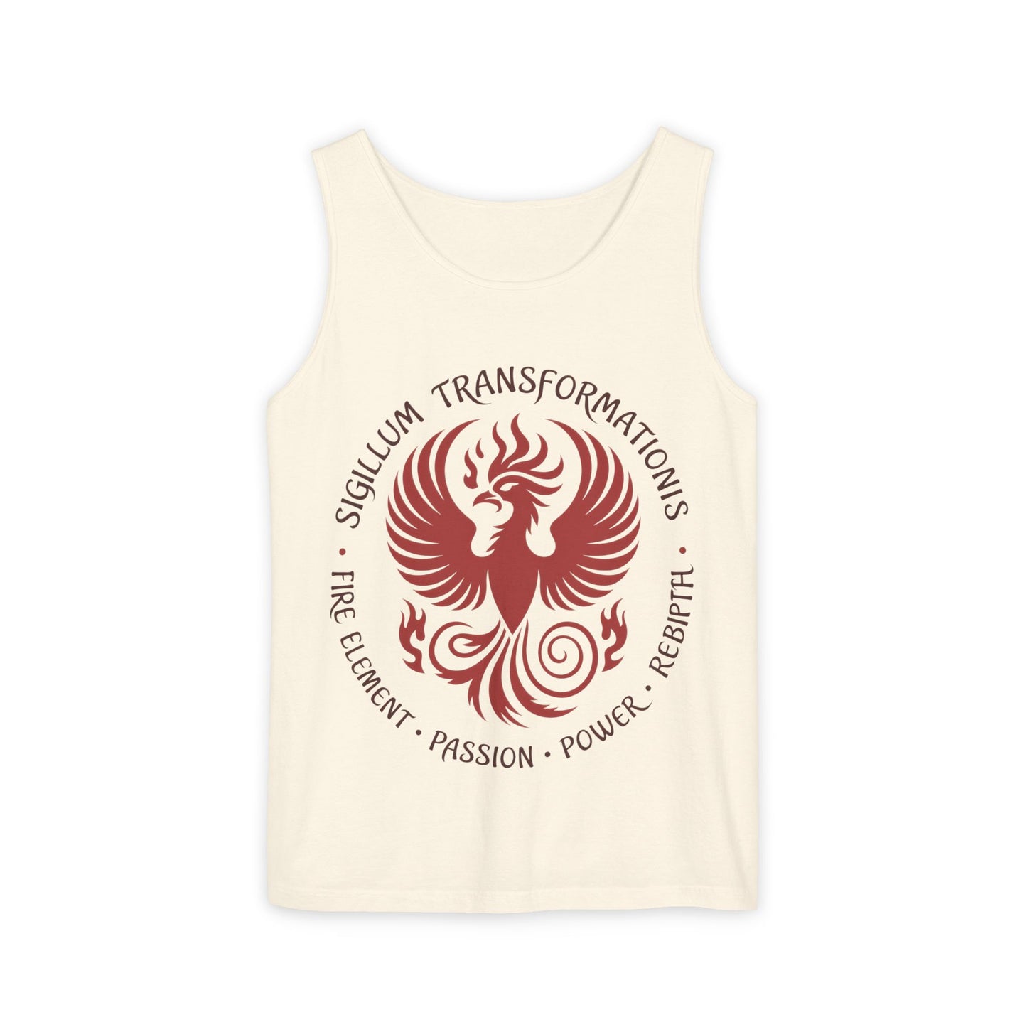 Phoenix Fire Element Tank Top, Sigillum Transformationis Seal, Passion Power Rebirth Totem, Phoenix Symbol Unisex Tank, Spiritual Tee