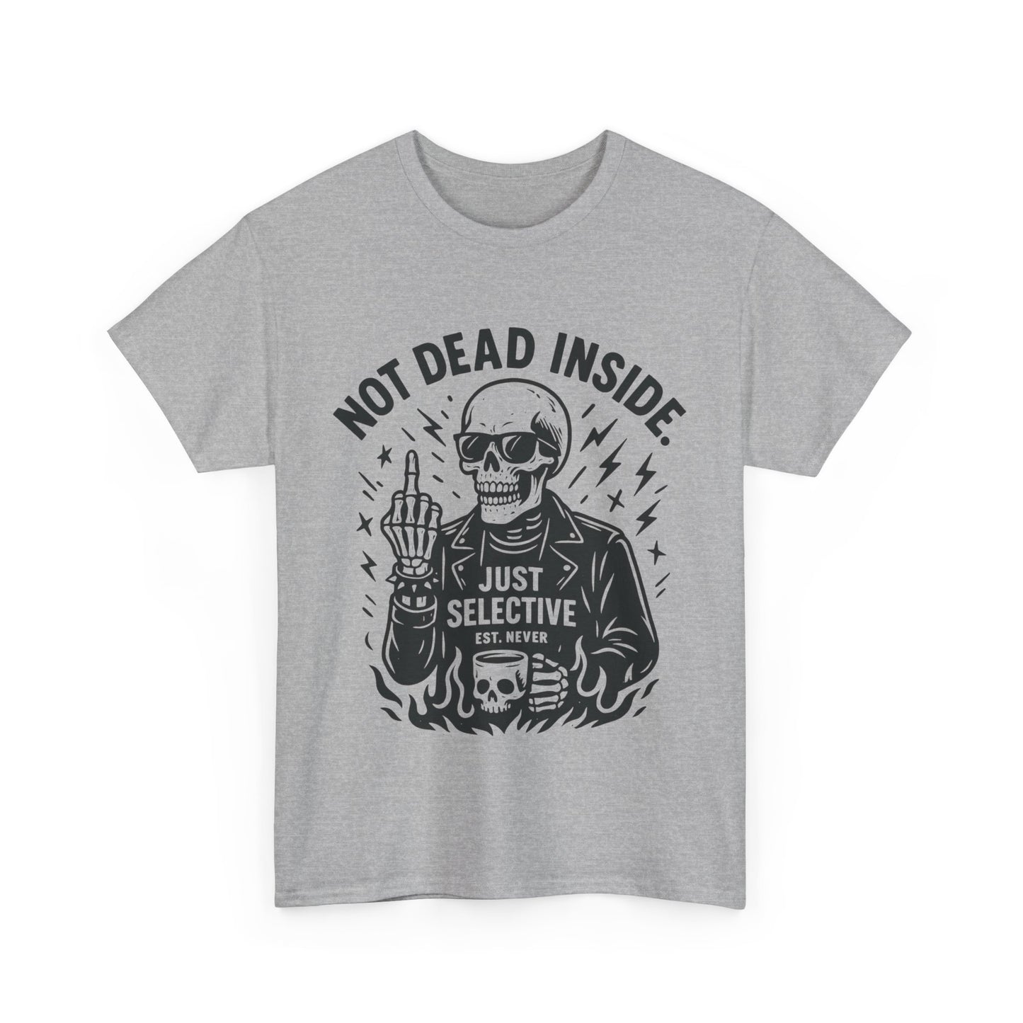 Mens Dark Humor Graphic Shirt, Not Dead Inside, Funny Graphic Shirt for Casual Wear, Gifts for Him, Halloween, Occasions, Funny Skeleton Tee
