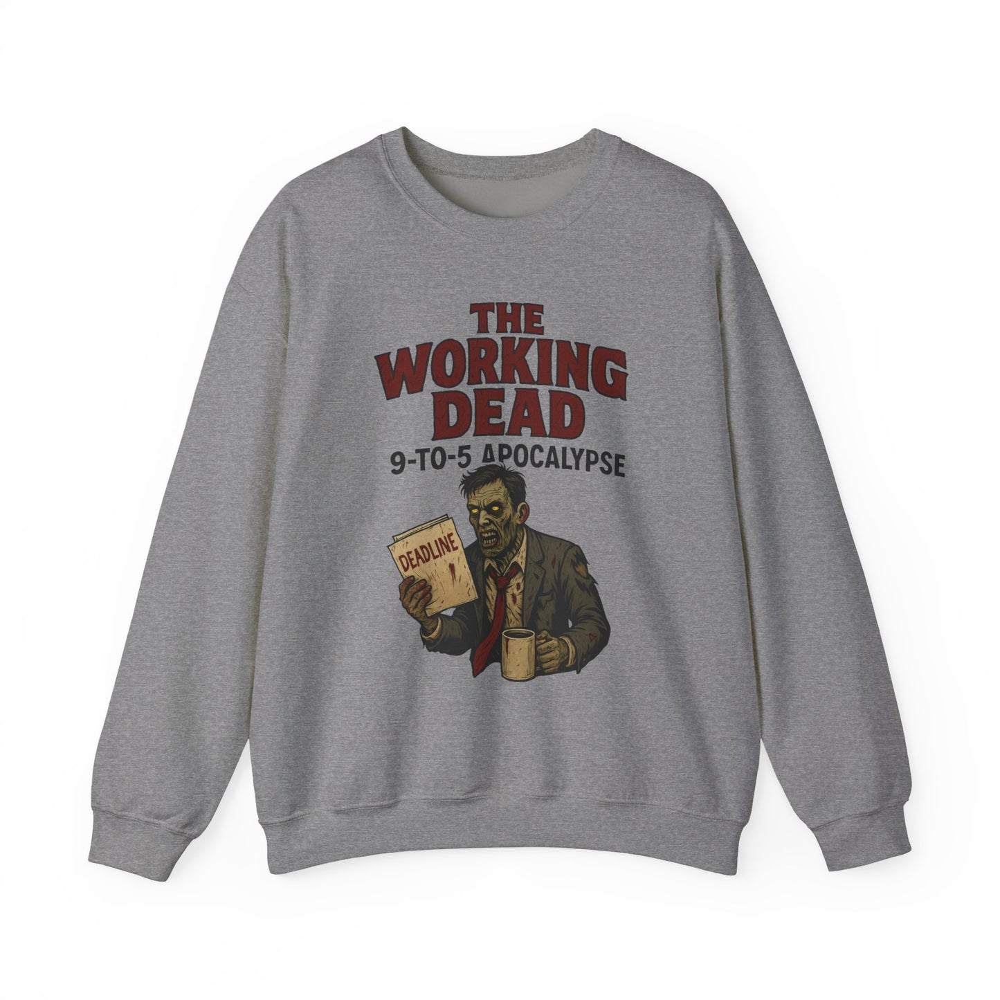 Men's The Working Dead 9-to-5 Apocalypse Sweatshirt, Funny Office Zombie Horror Pullover, Halloween Zombie Work Top