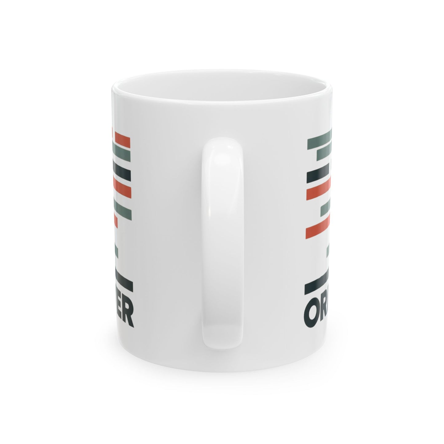 Order Creates Power Coffee Mug, Minimal Geometric Triangle Wraparound Cup, Scandinavian Modern Gift for Men, Ceramic Mug, (11oz, 15oz)