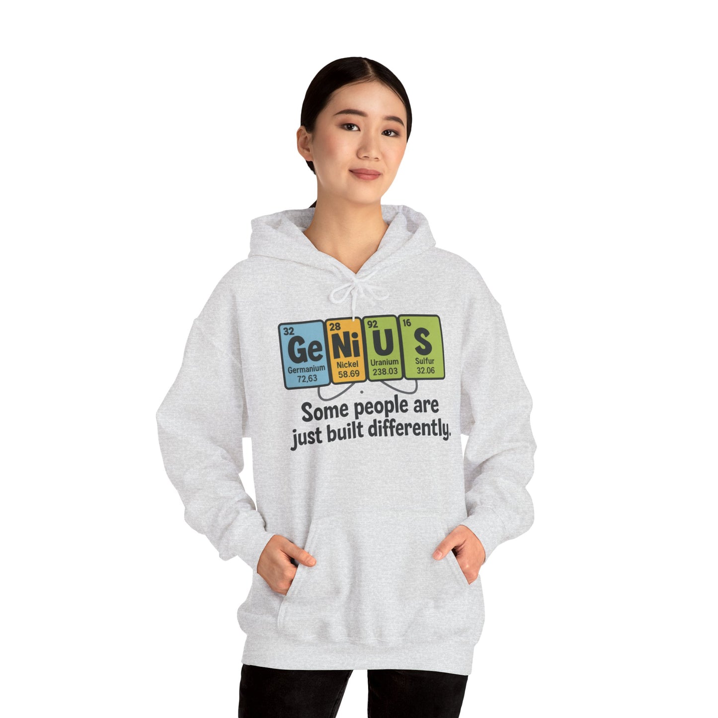Funny Womens Genius Hoodie, Periodic Table Science Pullover, Nerdy Chemistry Sweatshirt for Her, Science Lover Apparel, Funny Chemistry Gift