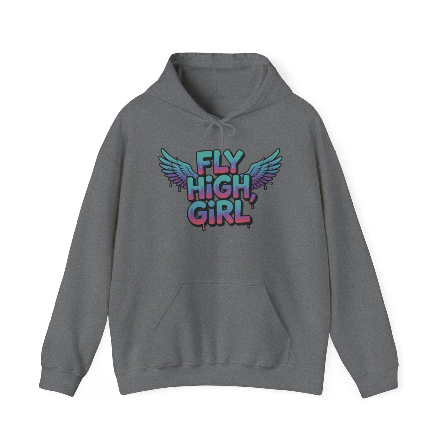 Women's Hoodie Fly High Girl, Angel Wings Graffiti Drip Graphic Pullover, Streetwear Hoodie
