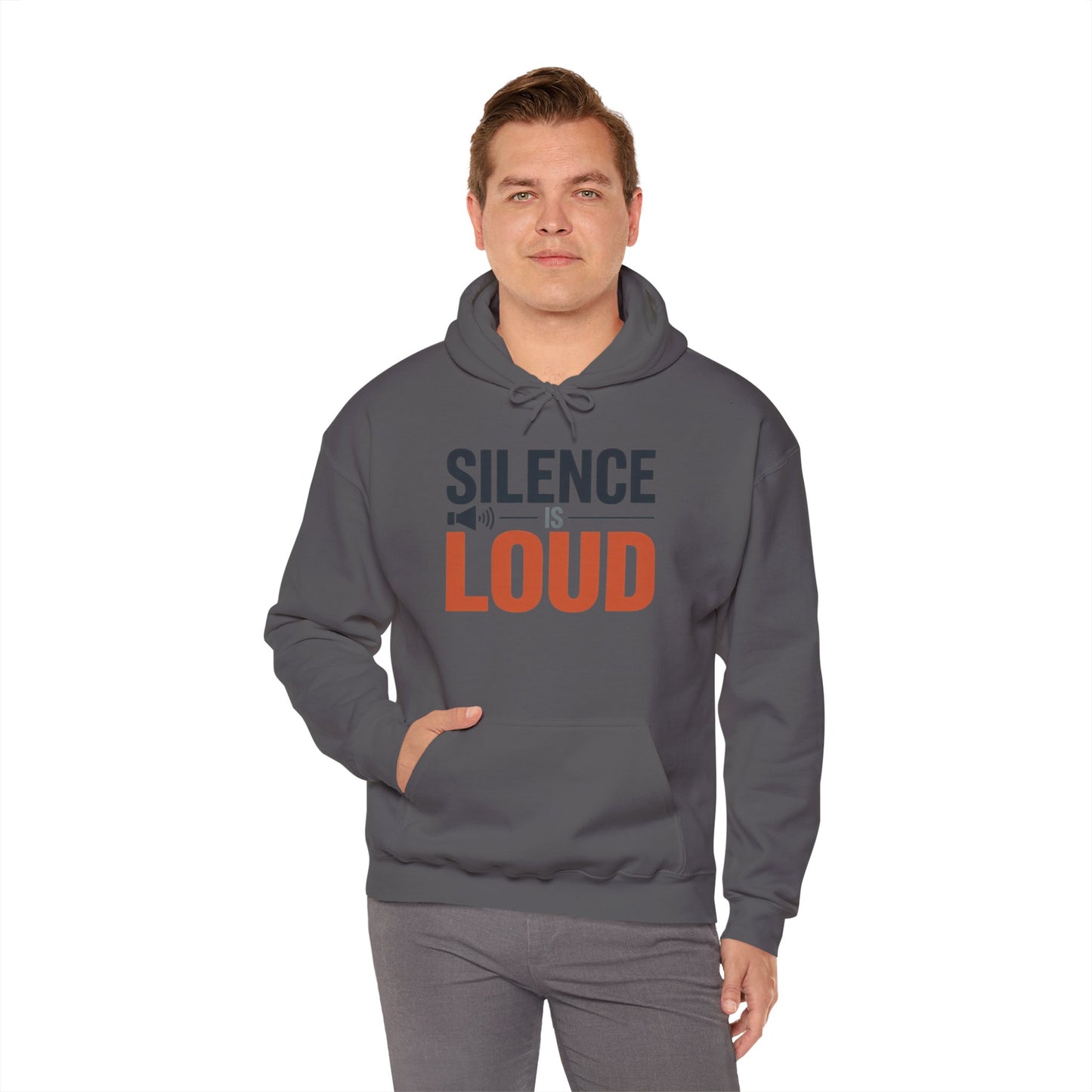 Mens Heavy Blend™ Hooded Sweatshirt, Silence Is Loud Graphic Motivational Mens Hoodie