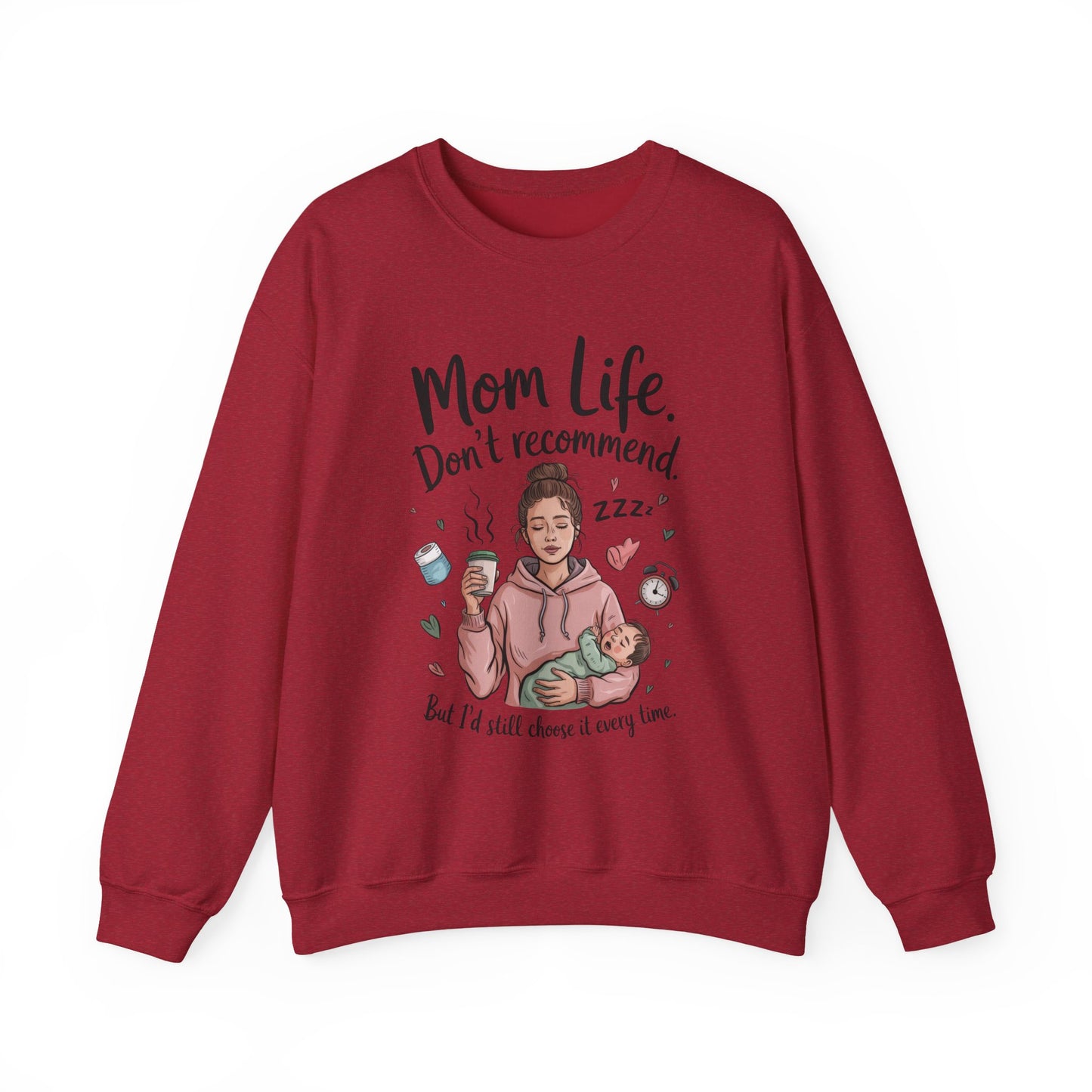 Mom Life Crewneck Sweatshirt, New Mom Gift, Cozy Everyday Wear, Funny Parent Apparel, Tired Mama Humor Tee