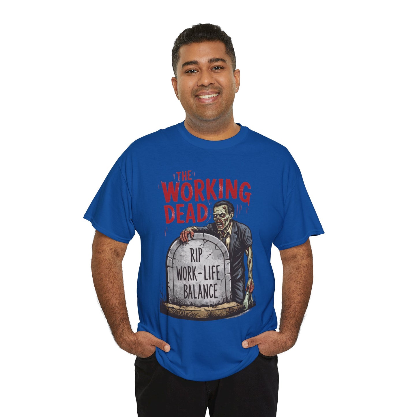 The Working Dead Shirt Men, Funny Work Life Balance Zombie Tee, RIP Work Shirt, Halloween Tee