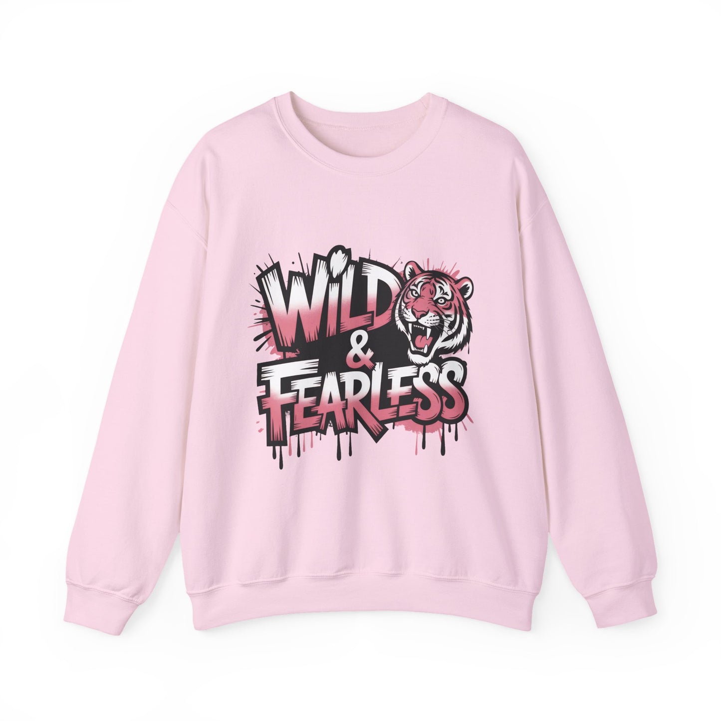 Women's Sweatshirt Wild & Fearless, Tiger Graffiti Graphic Pullover, Bold Urban Streetwear Top