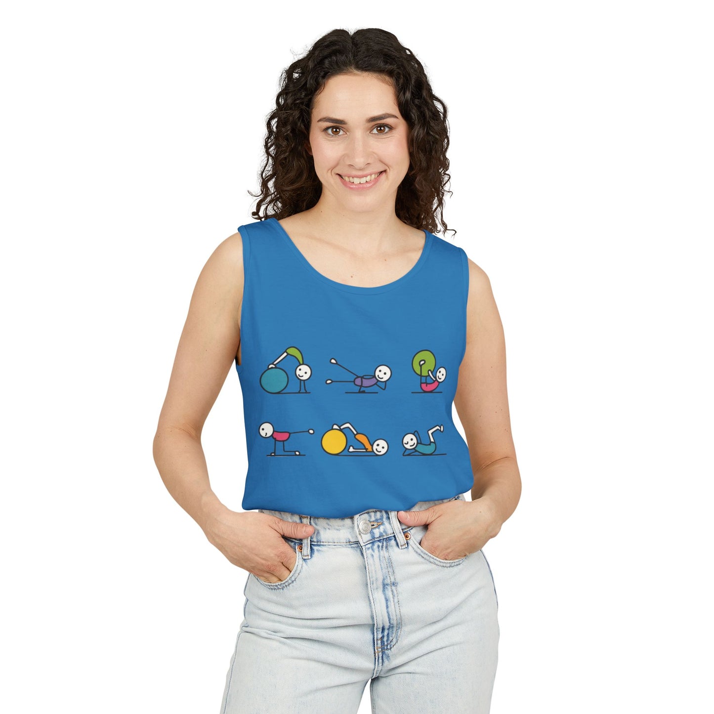 Womens Garment-Dyed Tank Top, Fit Fun Pilates Womens Tank Top, Cute Workout Shirt, Funny Yoga Gym Top for Women