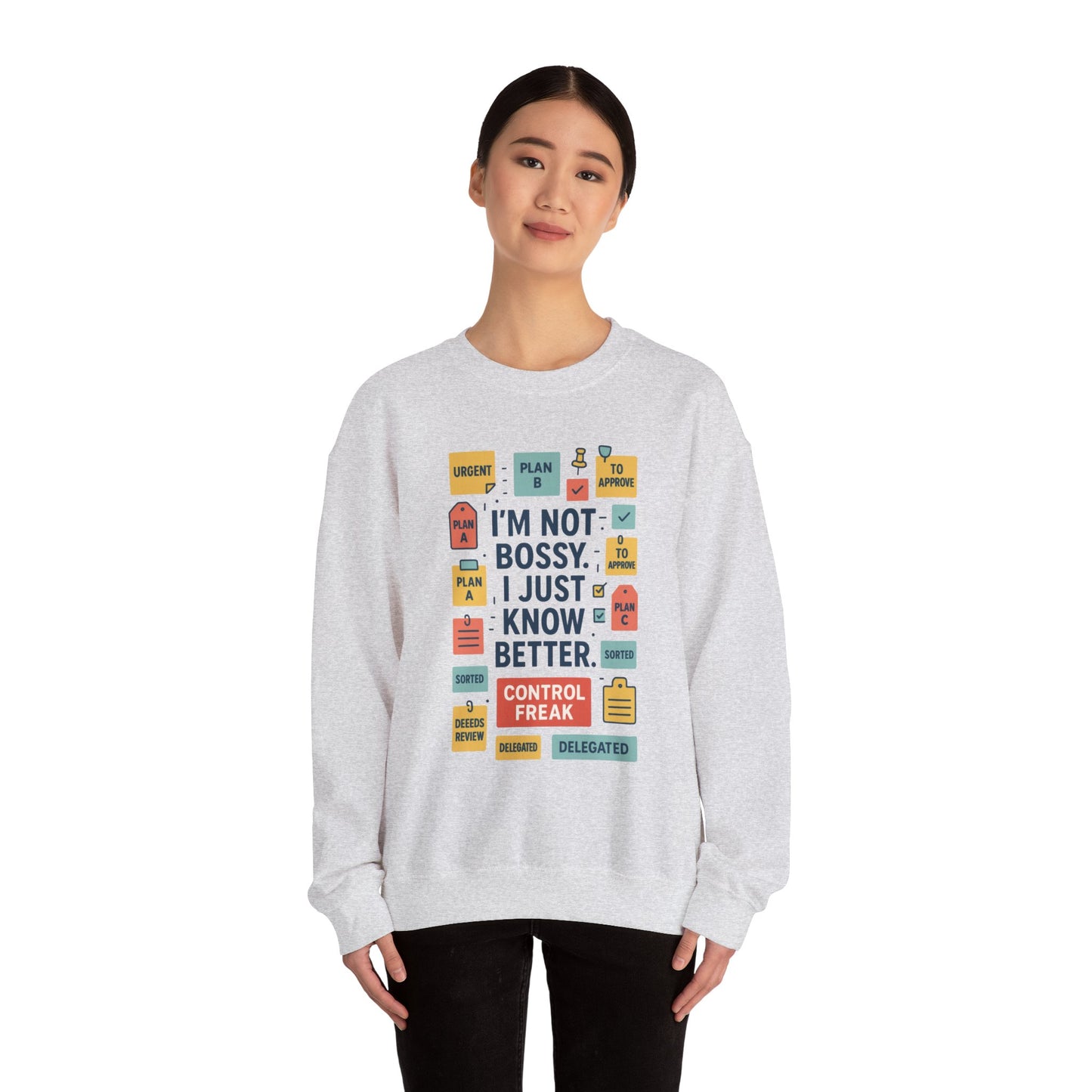 Funny Womens Control Freak Sweatshirt, Bold Sarcastic Quote Pullover, Ideal Gift for Bossy Friends, Funny Womens Sweatshirt