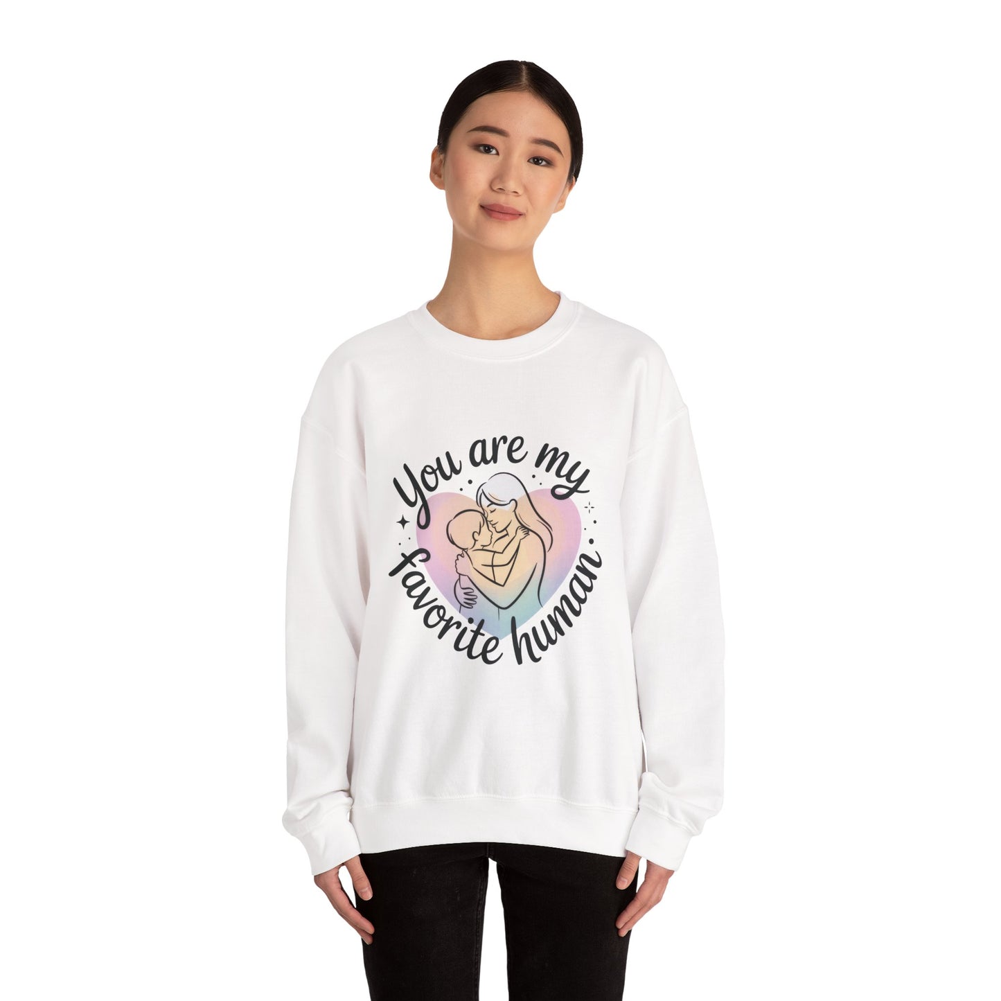 You Are My Favorite Human Mom Sweatshirt, Cute Pastel Heavy Blend Crewneck for Mothers Day, Cozy Gift for Moms, Mothers Day Gift