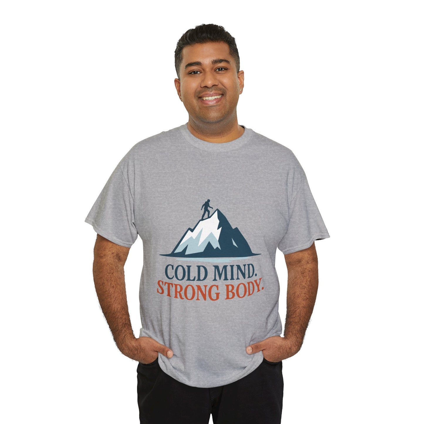Cold Mind Strong Body Mens T-Shirt, Nordic Minimalist Mountain Hiking Tee