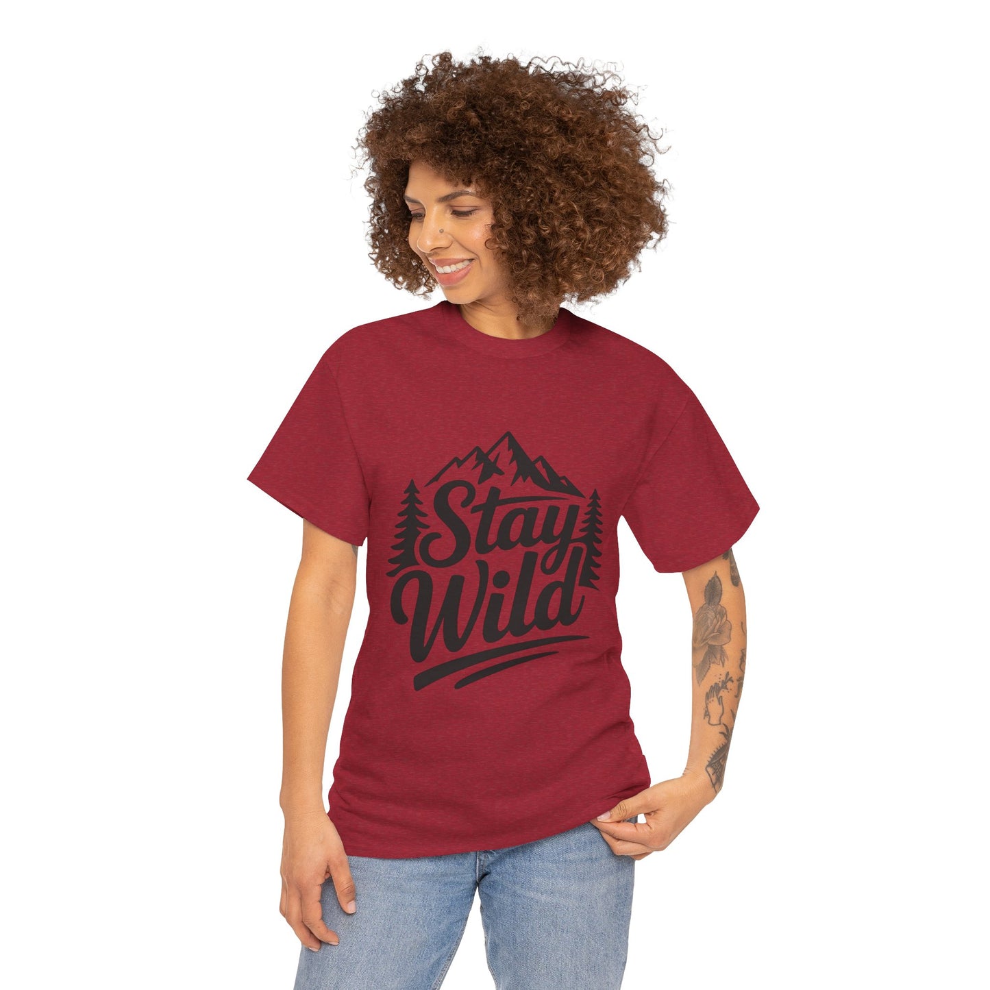 Stay Wild Adventure Tee, Unisex Heavy Cotton Tee for Nature Lovers, Camping, Hiking, Gifts for Outdoorsy Friends, Nature Graphic Tee