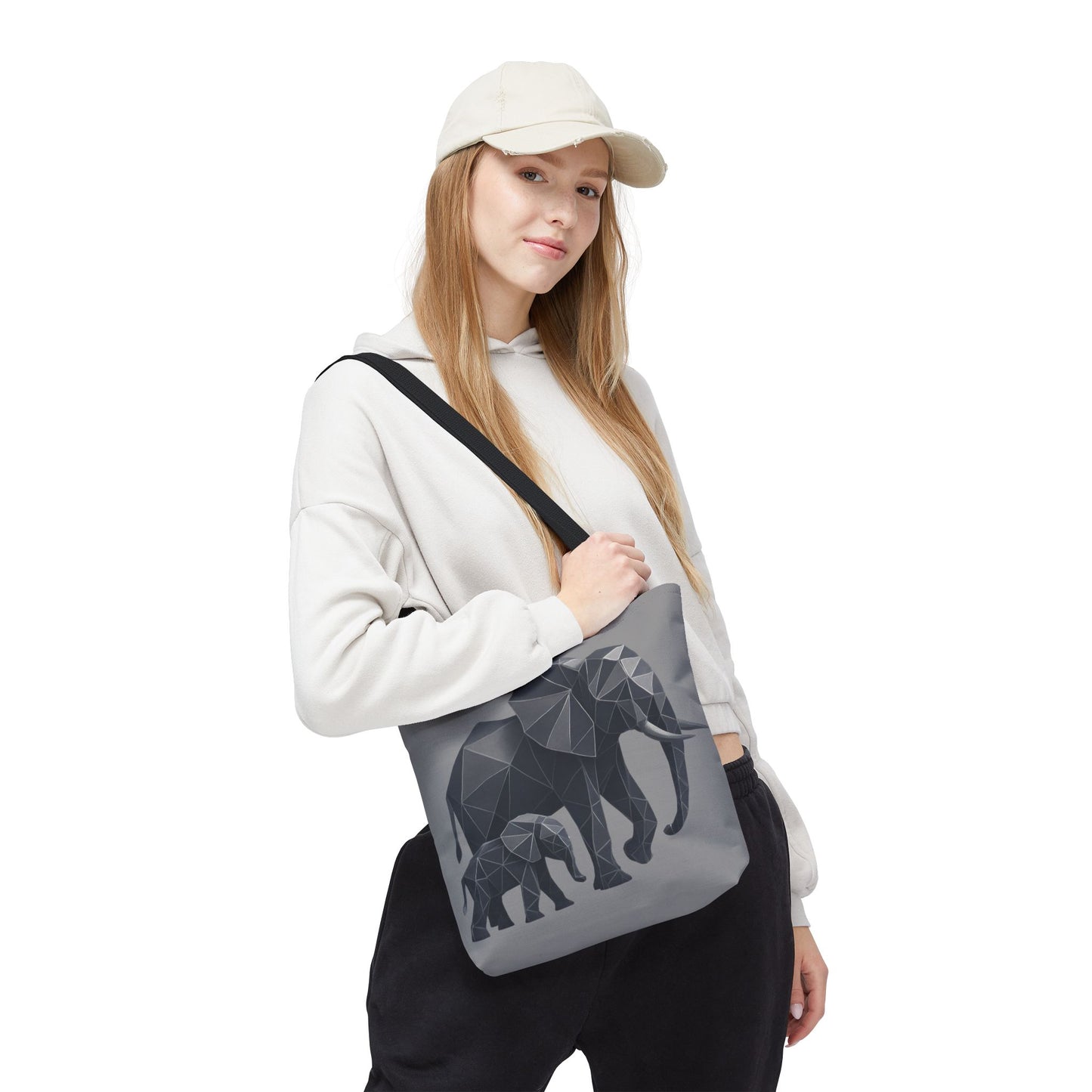 Elephant Geometric Tote Bag, Stylish Sustainable Bag, Boho Accessories, Animal Lover Gift, Canvas Shopping Bag, Beach Tote