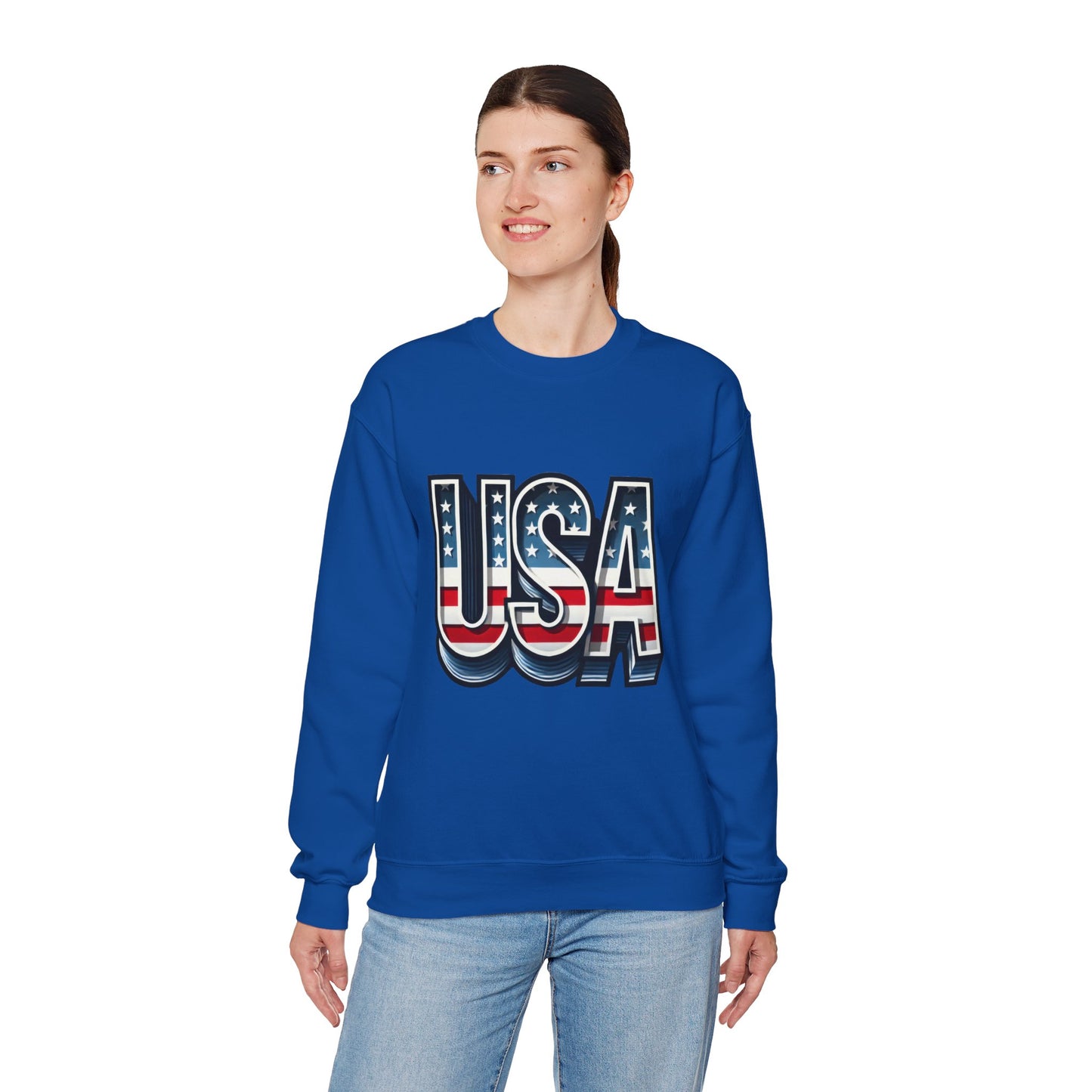 USA Patriotic Crewneck Sweatshirt for All Seasons, Cozy Sweatshirt for Independence Day, Casual Wear, Gift for Friends and Family