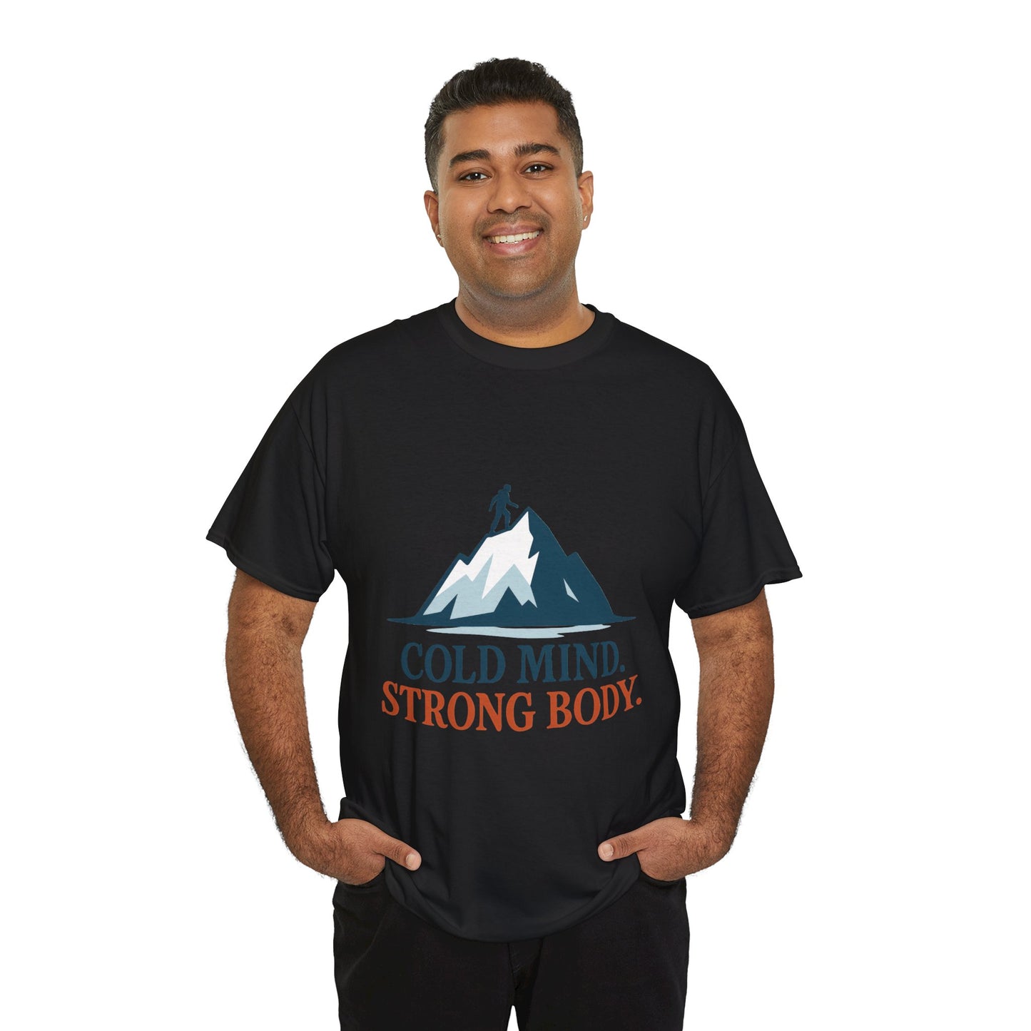 Cold Mind Strong Body Mens T-Shirt, Nordic Minimalist Mountain Hiking Tee