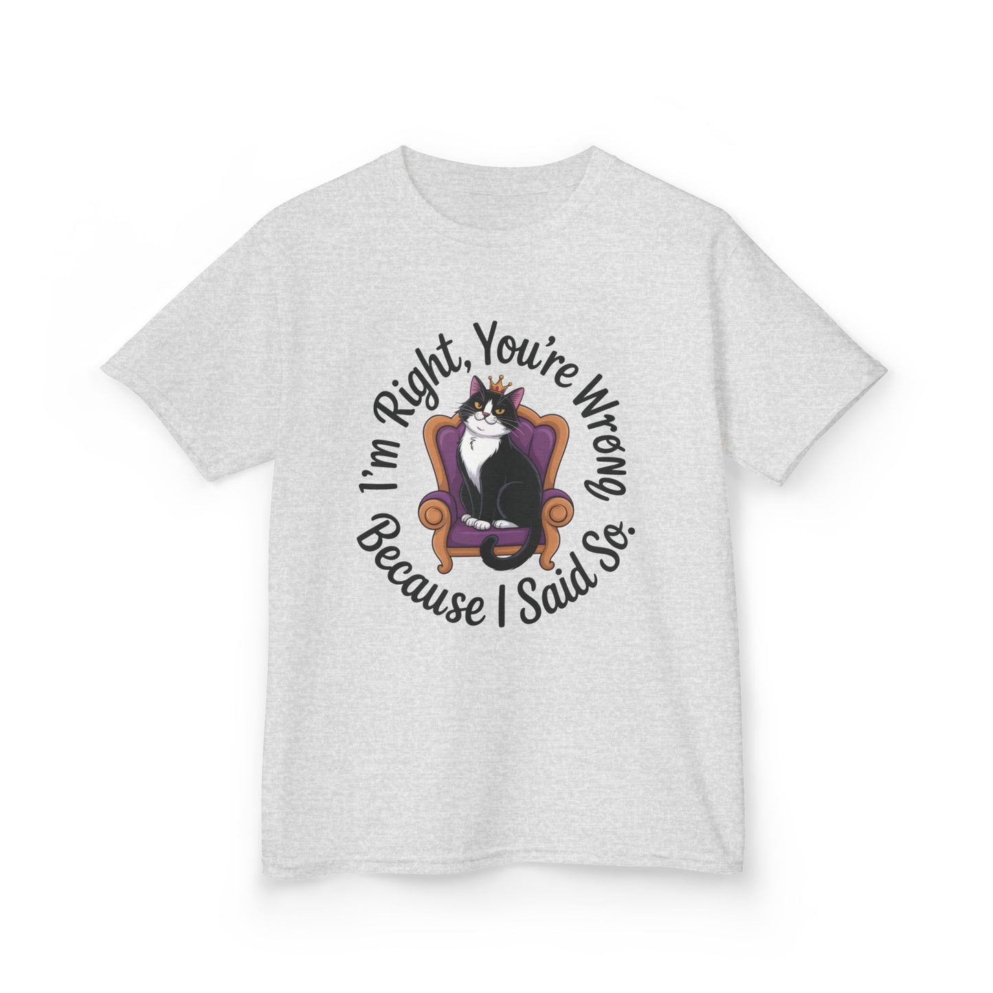 Girls Funny Sassy Cat T-Shirt - I'm Right You're Wrong, Cute Gift for Cat Lovers, Humor Tee for Teens, Birthday Gift,Tee for Confident Teens